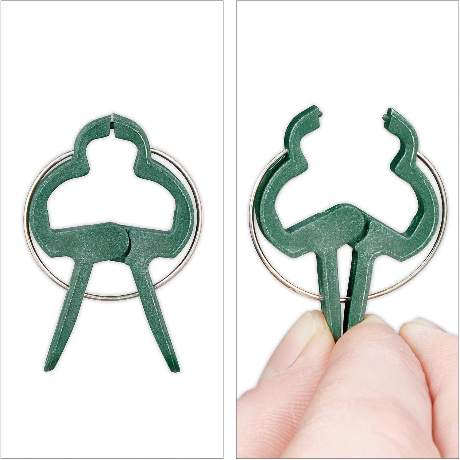 Detalle 2 de Relaxdays växtklämmor, 120-pack, 3 × 4 cm, gröna med spännfjädrar