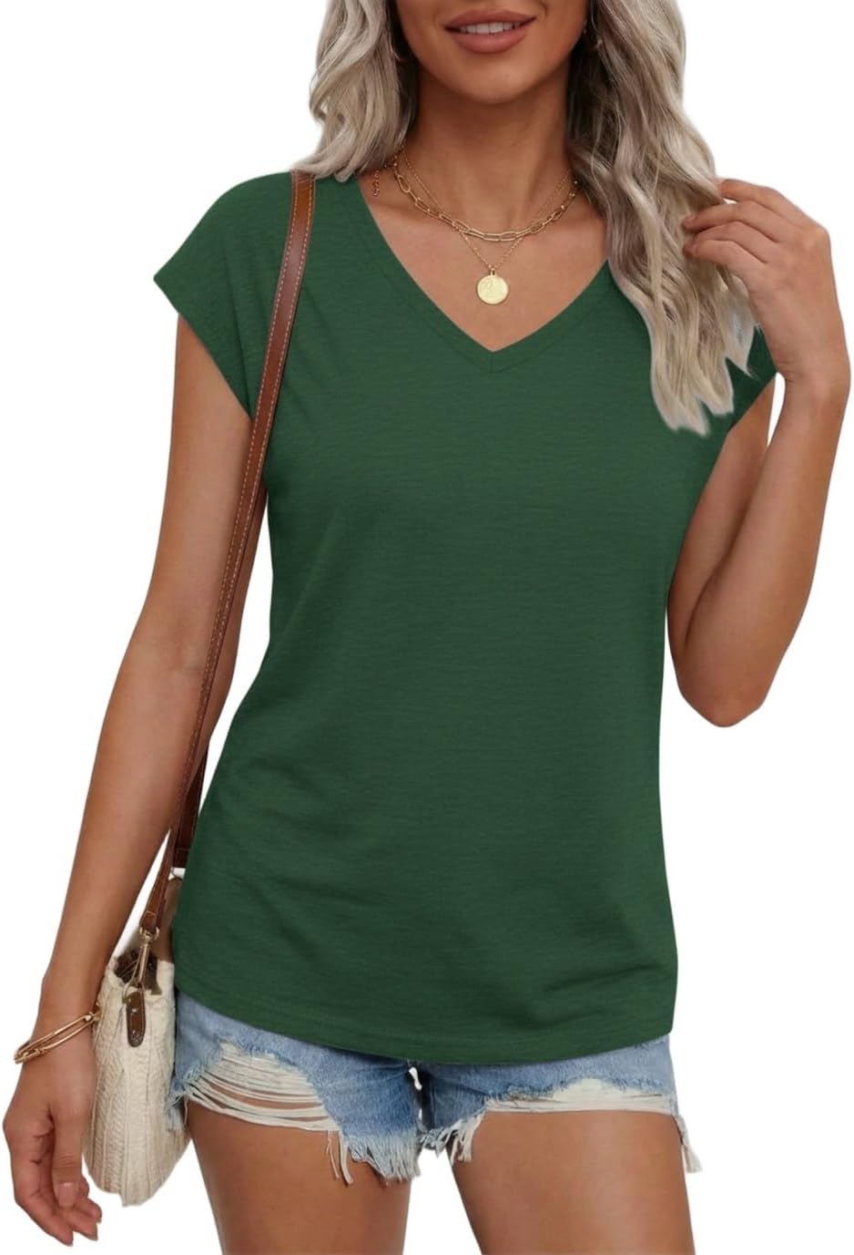 Thumbnail 1 de Suncife T-shirt d'été décontracté à manches courtes et col en V pour femme
