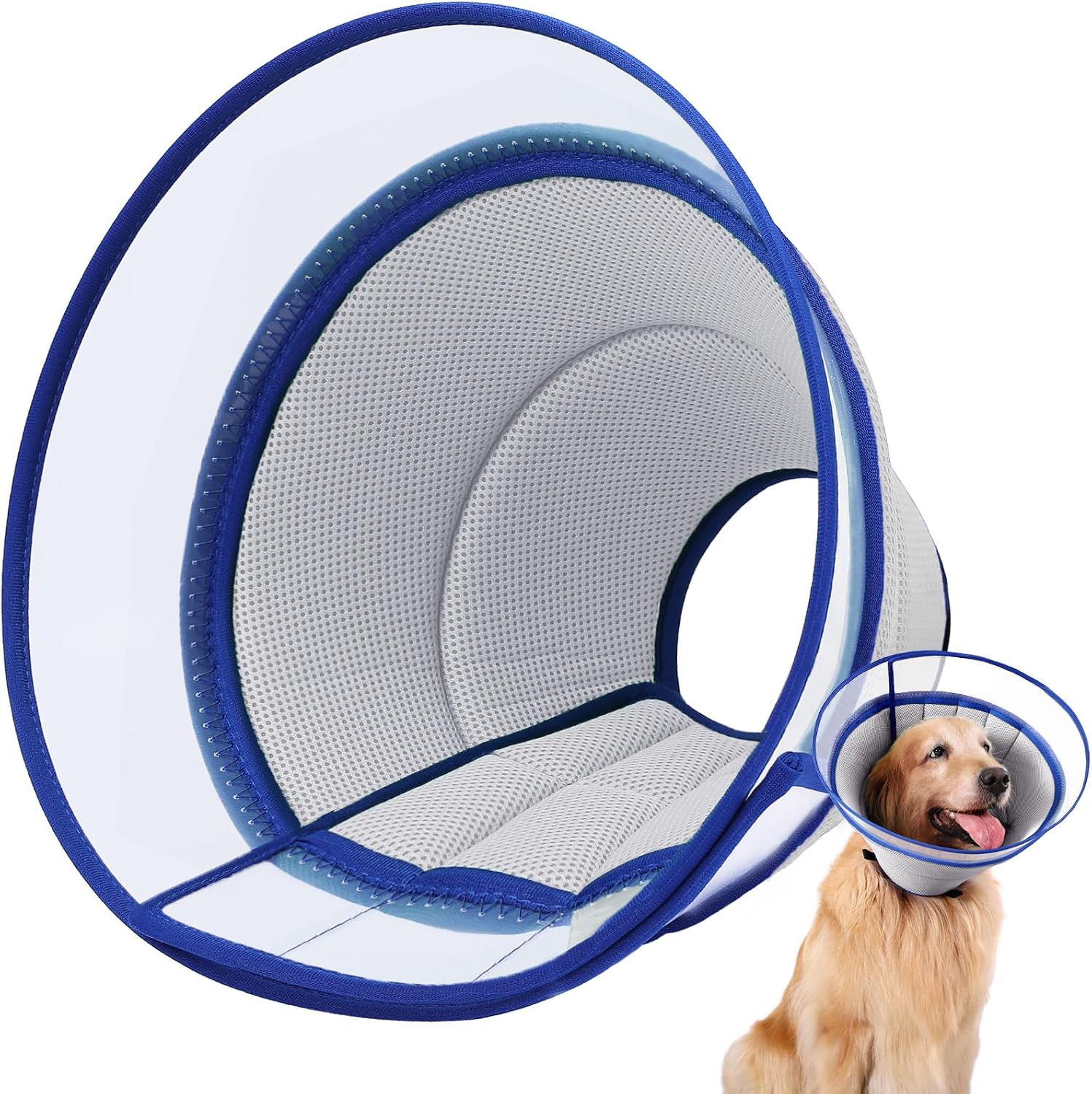 Thumbnail 6 de Soft Dog Cone Collar for After Surgery - Adjustable E-Collar Recovery for Pets (Blue, Size 6)