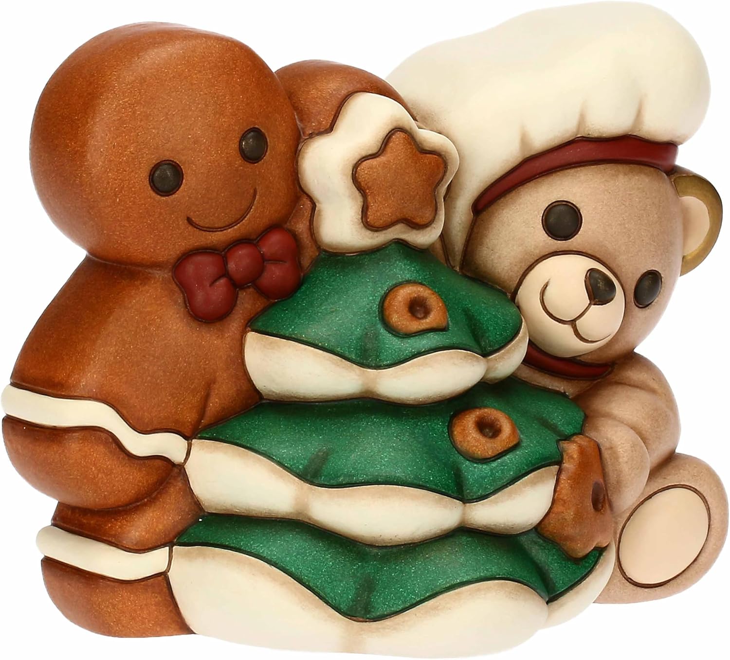 Detalle 2 de THUN Coppia Teddy e omino di pan di zenzero in ceramica – Thunland 17,4 x 12,3 x 13,5 cm