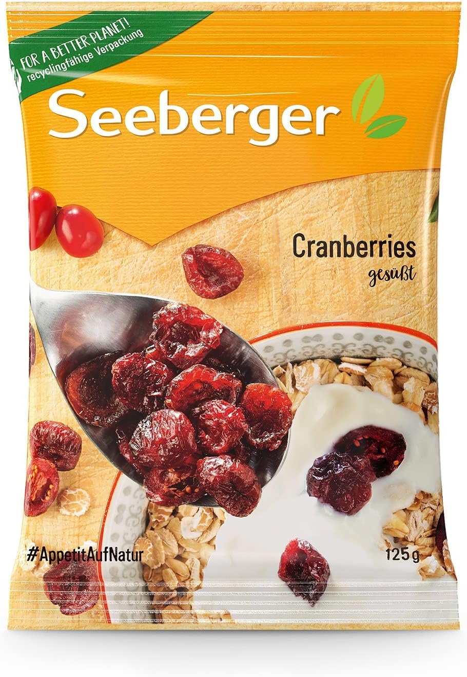 Detalle 2 de Seeberger Cranberries sucrées séchées non soufrées (1 x 350 g) pour snack et cuisine