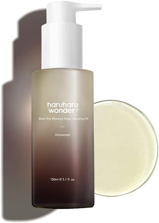 Haruharu Wonder Black Rice Moisture Huile Nettoyante en Profondeur – Nettoyant et démaquillant visage coréen, vegan et sans cruauté