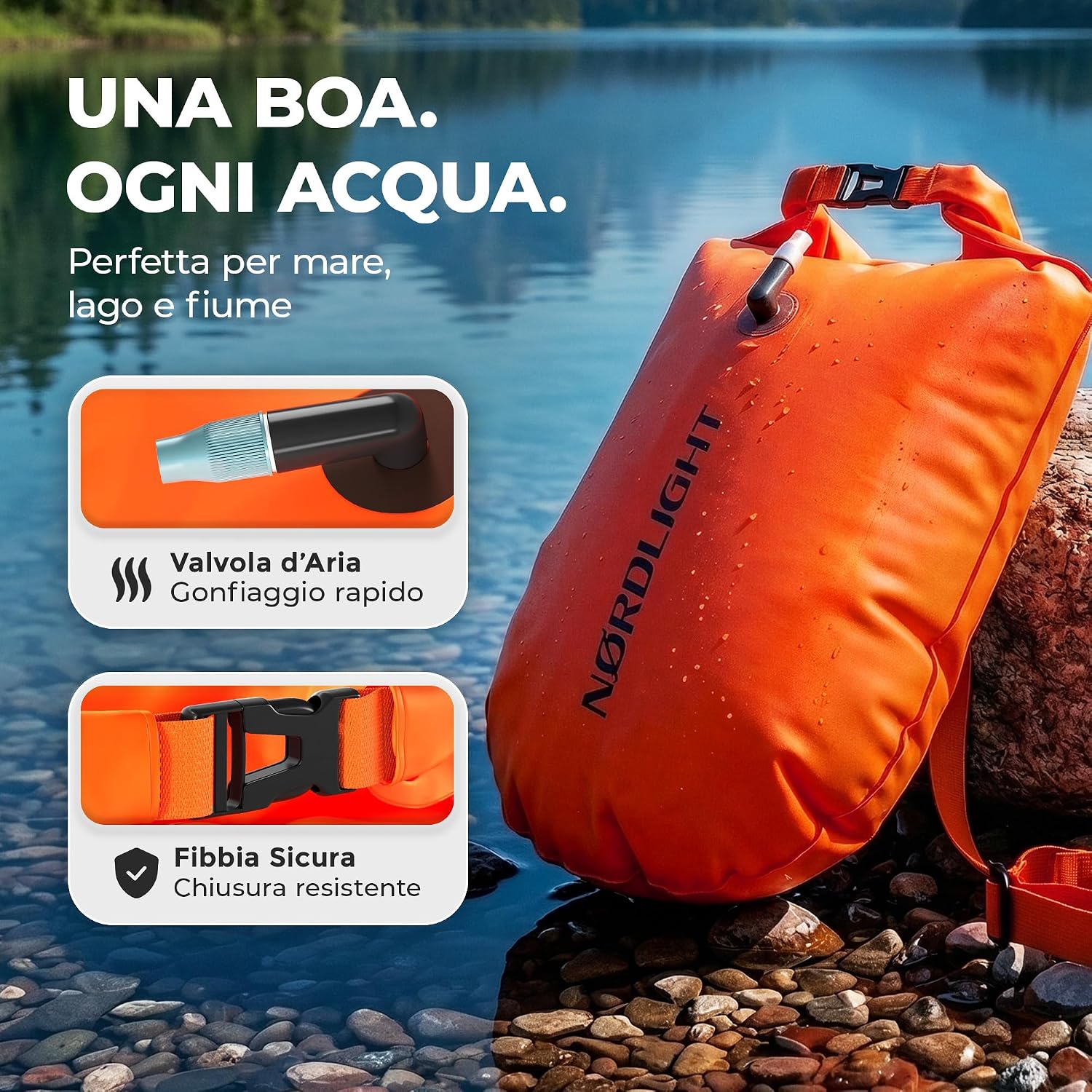 Thumbnail 6 de Nordlight Boa Nuoto Acque Libere - Dry Bag Pull Buoy: sicurezza, visibilità e comodità per nuotare in acque libere