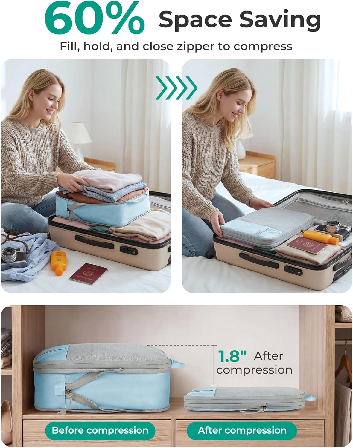 Thumbnail 3 de BAGSMART Compression Packing Cubes 6-Set
