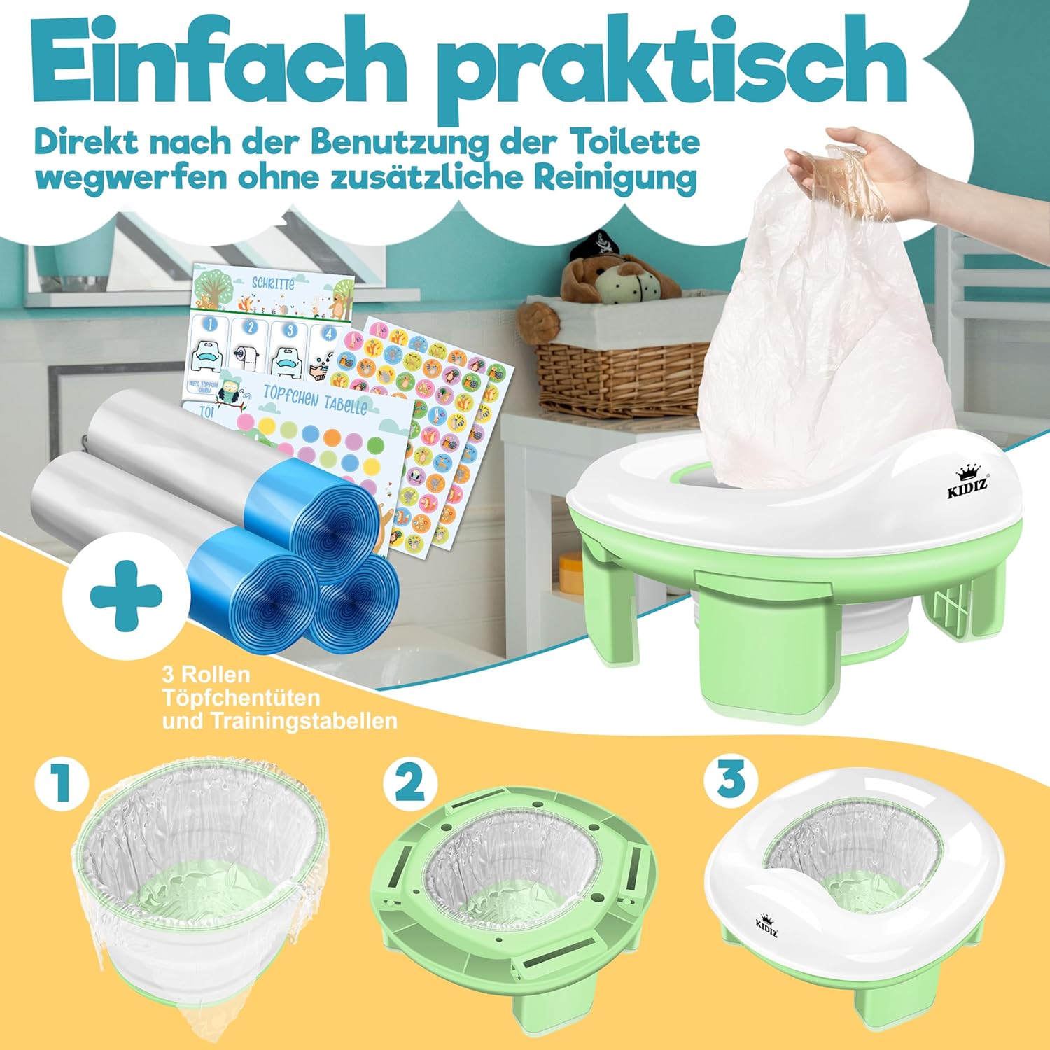 Thumbnail 5 de KIDIZ Toilettensitz Kinder 3‑in‑1 Töpfchentrainer