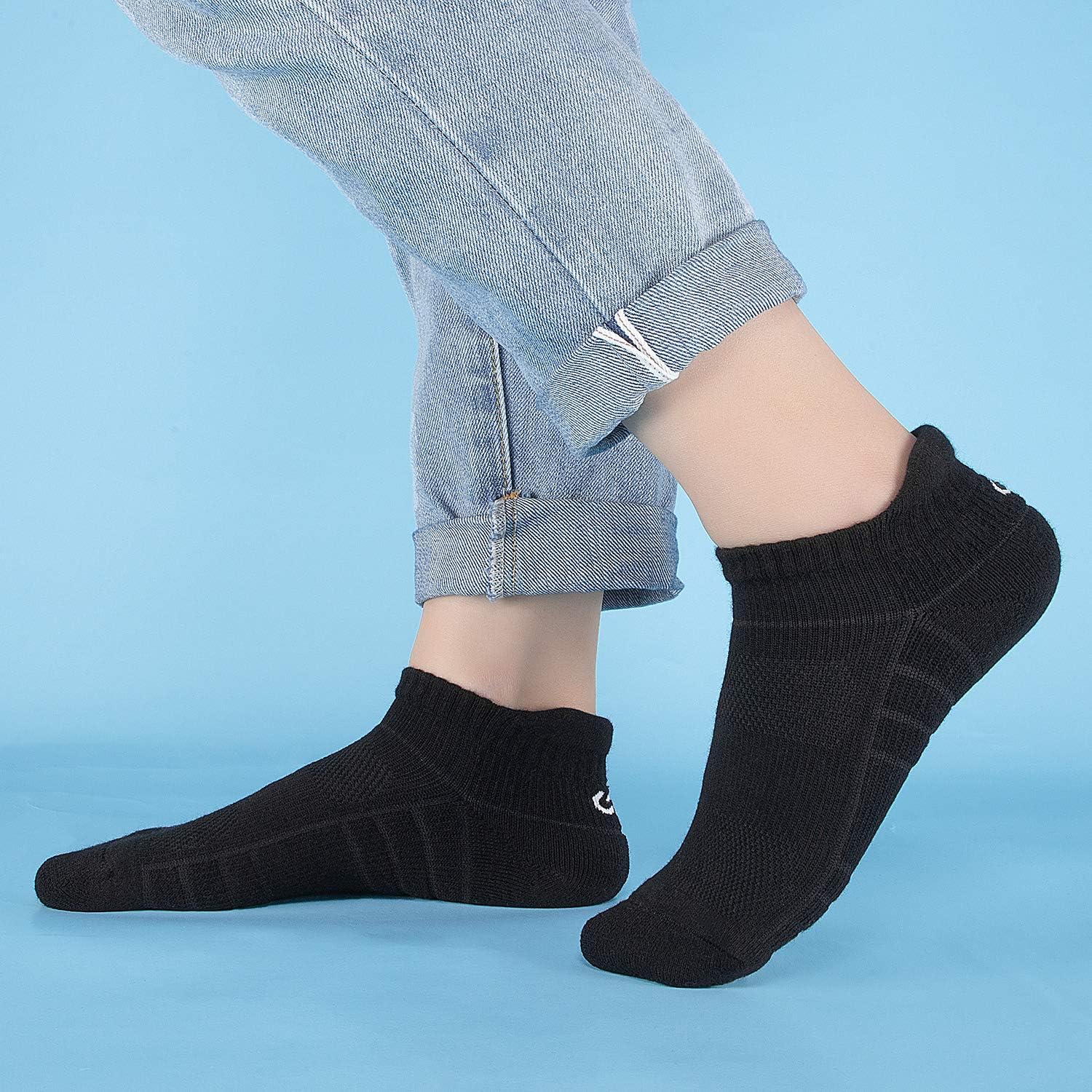 Detalle de anqier 6 Paar Sneaker-Socken für Herren & Damen – atmungsaktive Laufsocken aus Baumwolle, kurz, gepolstert