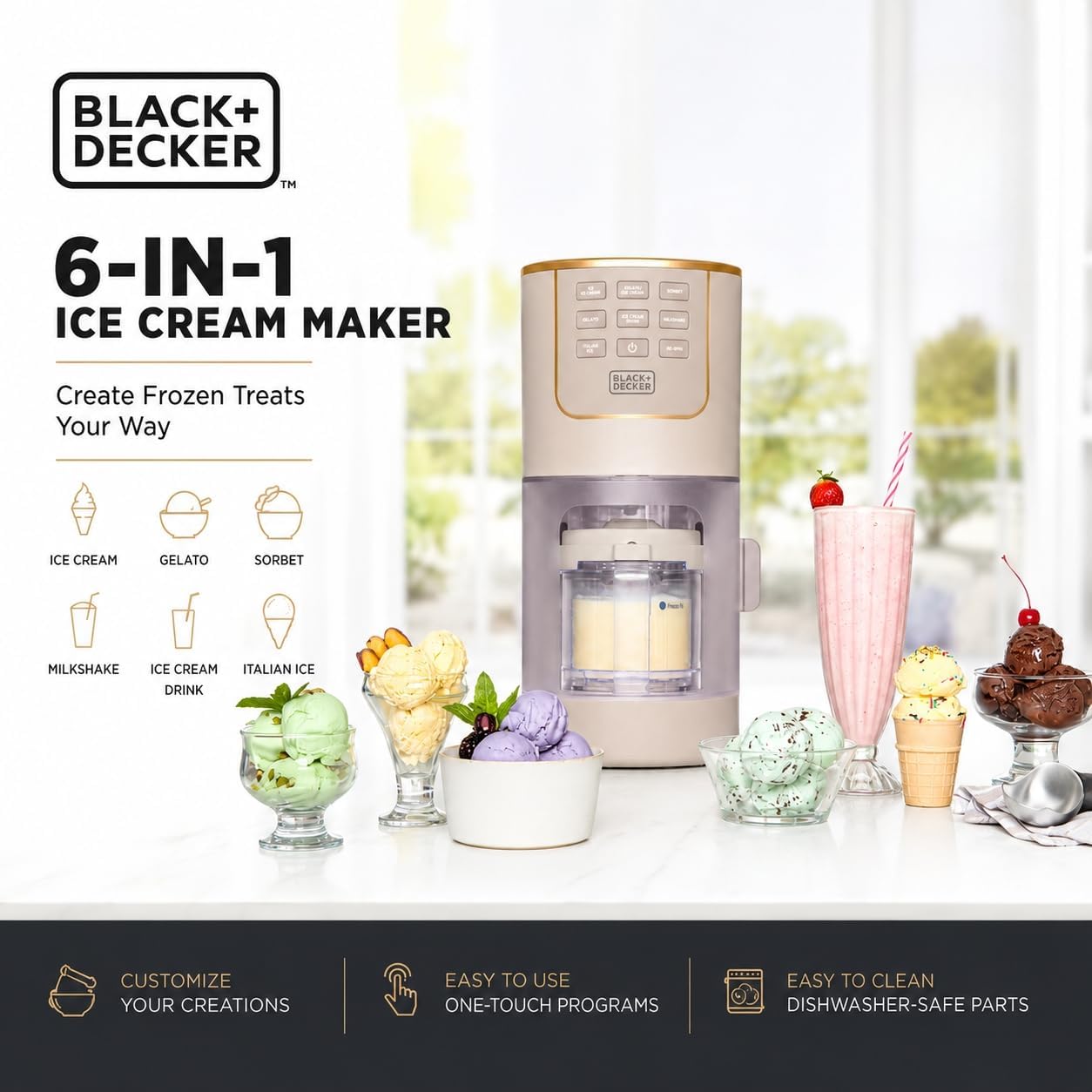 Detalle de BLACK+DECKER Ice Cream Maker for Families & Kids
