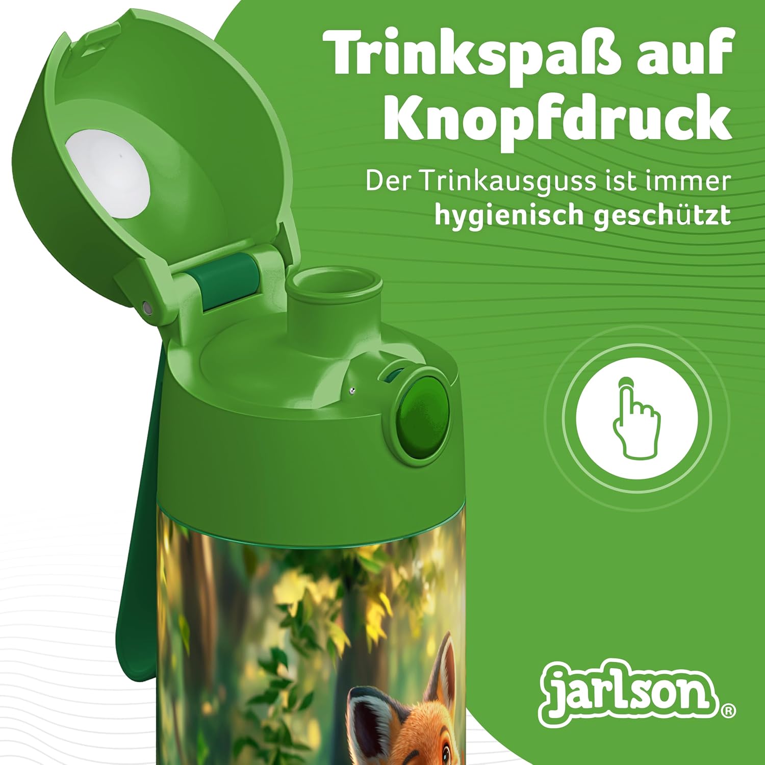 Thumbnail 1 de Jarlson Trinkflasche KindeR Edelstahl MALI 350 ml – auslaufsicher, spülmaschinengeeignet und kohlensäurebeständig
