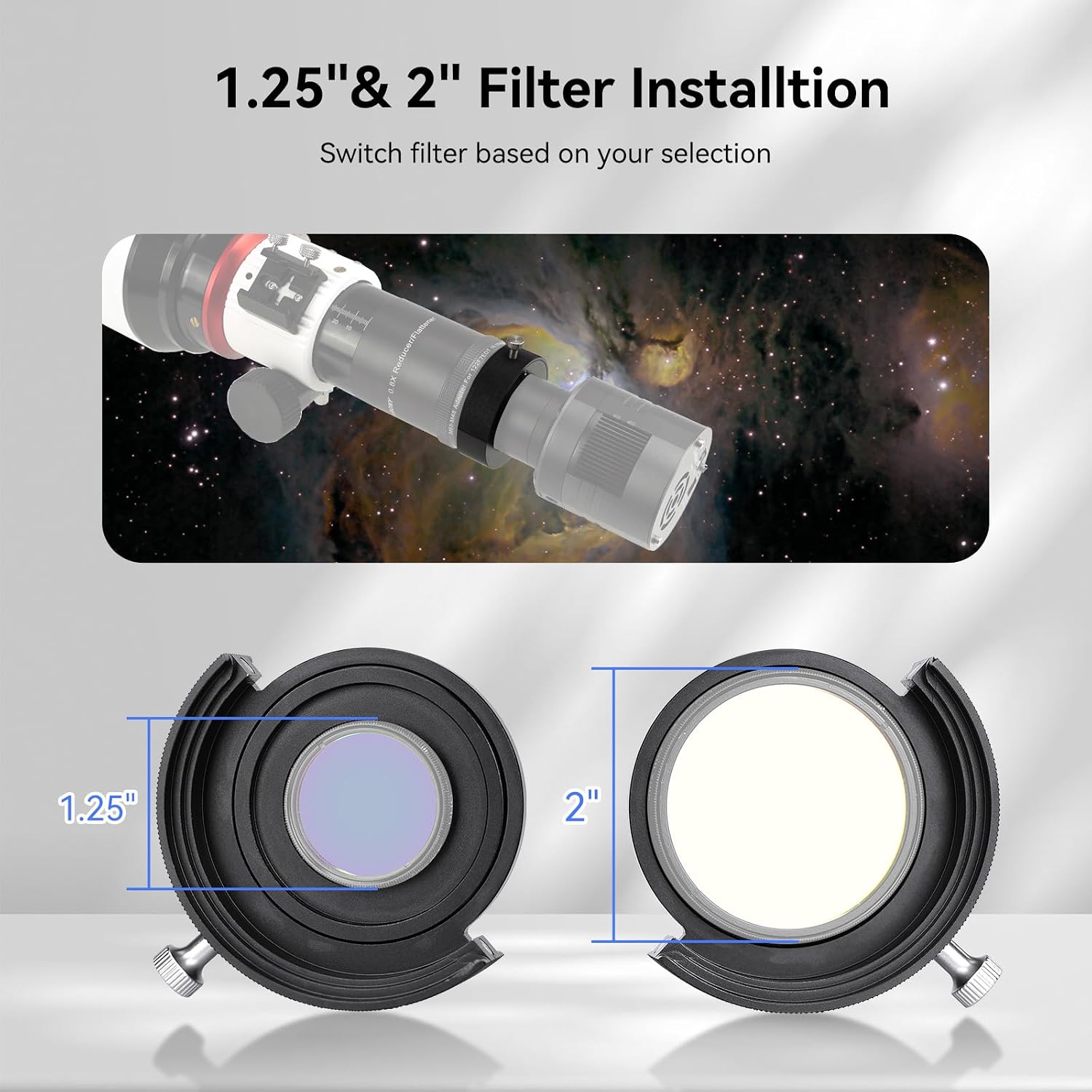 Detalle 2 de SVBONY SV226 : roue filtrante télescopique M54-M48 avec deux porte-filtres 5 cm et anti-fuite de lumière