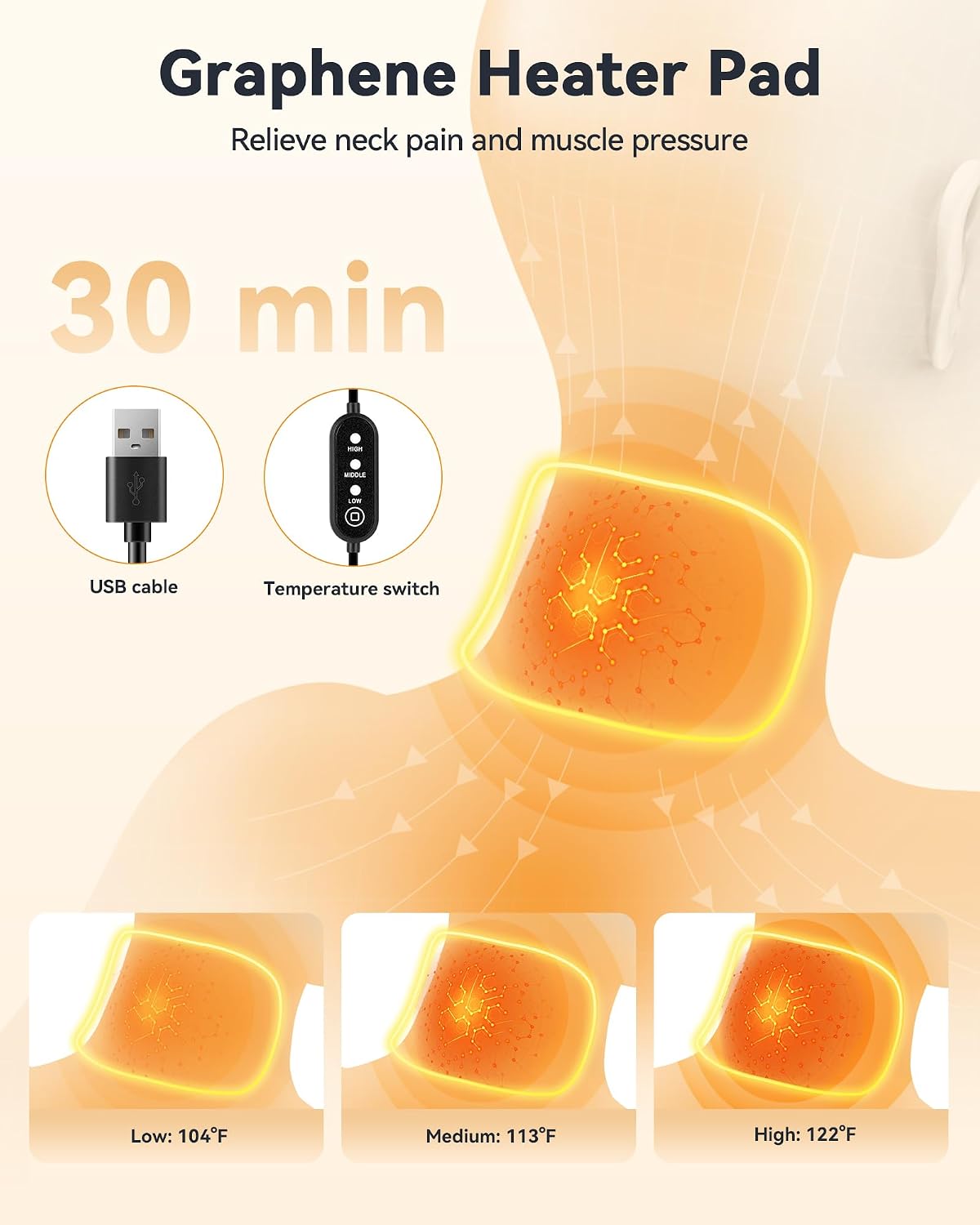 Thumbnail 5 de BETOVIN Heated Cervical Neck Brace, Small, Adjustable with 3 Heat Levels