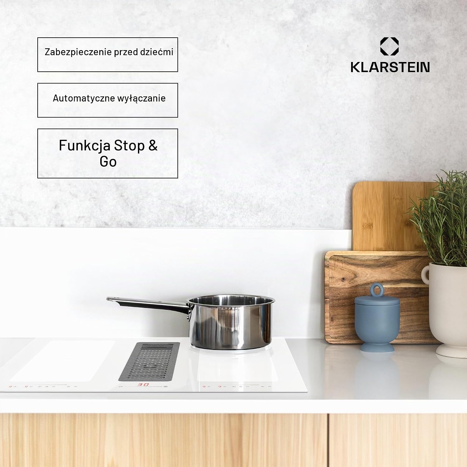 Thumbnail 6 de Klarstein 4060656520709 – płyta indukcyjna 2 w 1 z okapem, 77 cm, 6000 W