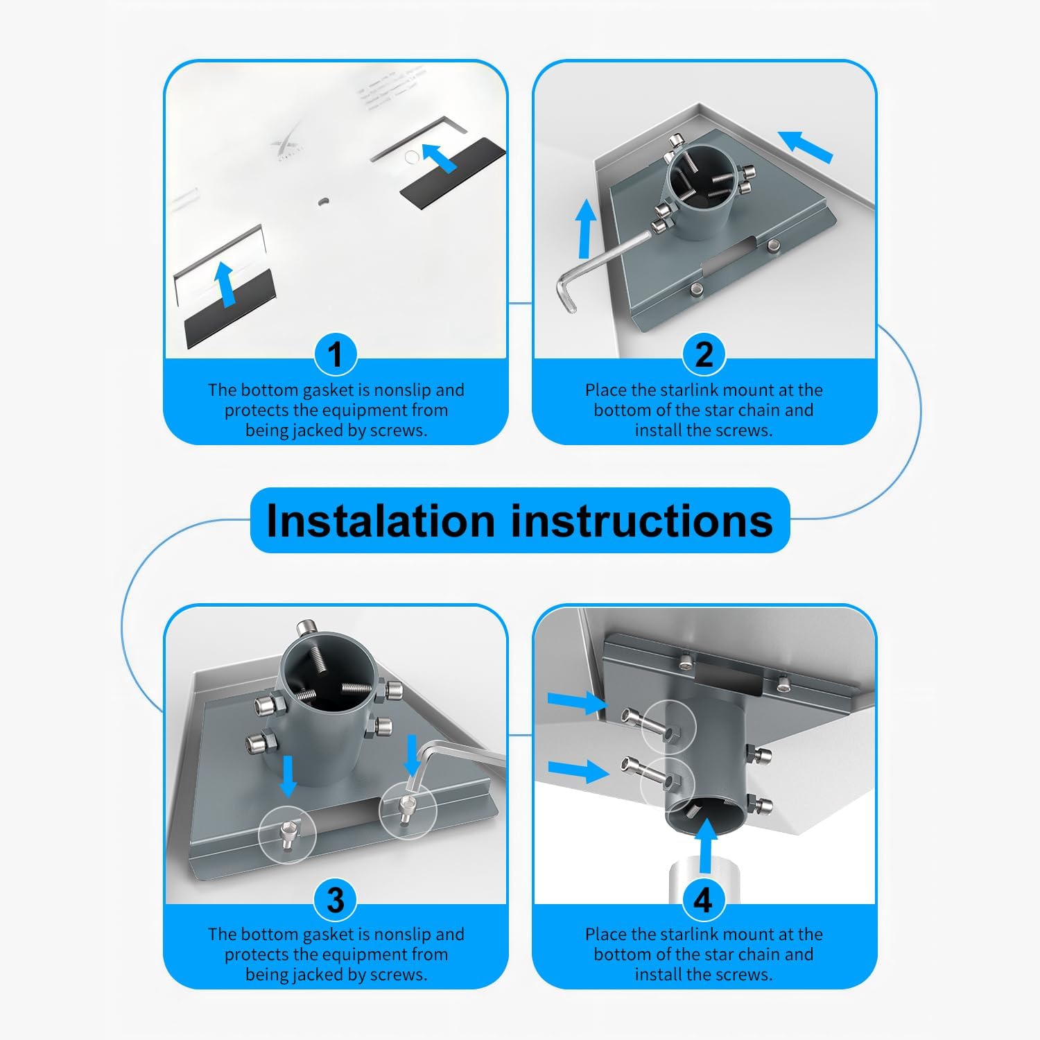 Detalle de Starlink-compatible dish mount for Standard 4/4X/V3