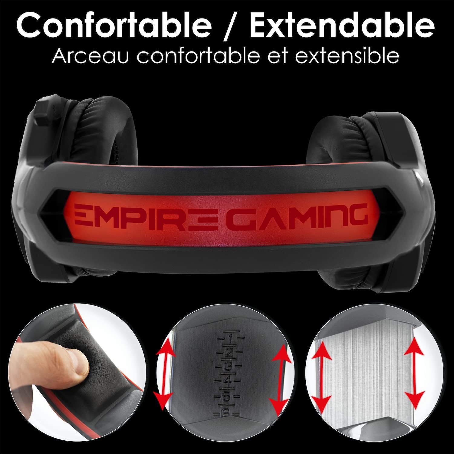 Thumbnail 5 de EMPIRE GAMING WarCry P-W1 Cuffie Gamer Wireless 2,4 GHz con microfono e LED rosso