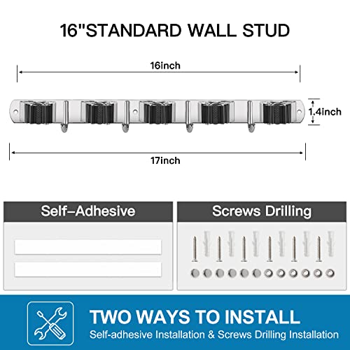 Thumbnail 5 de IMILLET 2 Pack Wall Mount Broom Holder — 5 Racks 🧹
