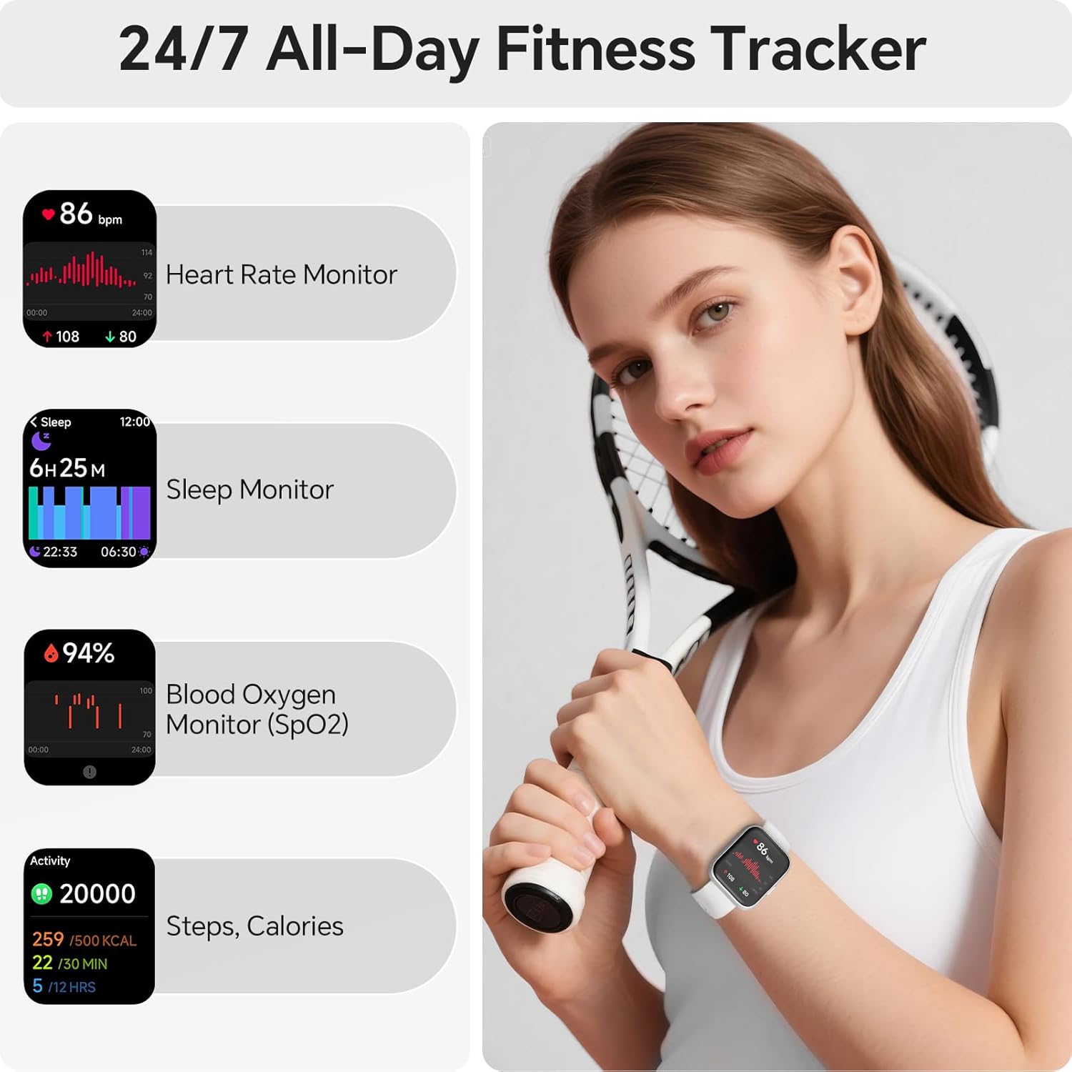 Detalle de aeac Smart Watch for Women & Men with 1.85" HD Screen, Bluetooth Calling and Health Tracking
