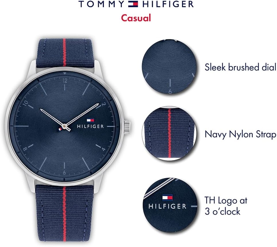 Thumbnail 4 de Tommy Hilfiger Herren-Quarzuhr 1791844 mit marineblauem Nylonband – Analog, 43 mm