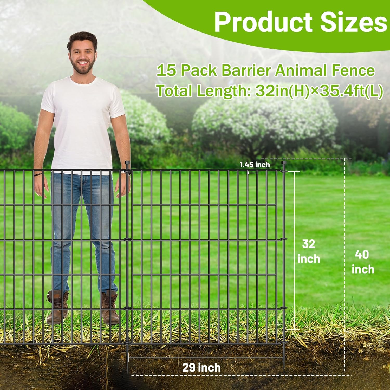 Thumbnail 1 de 15 Panels No Dig Garden Fence 32in