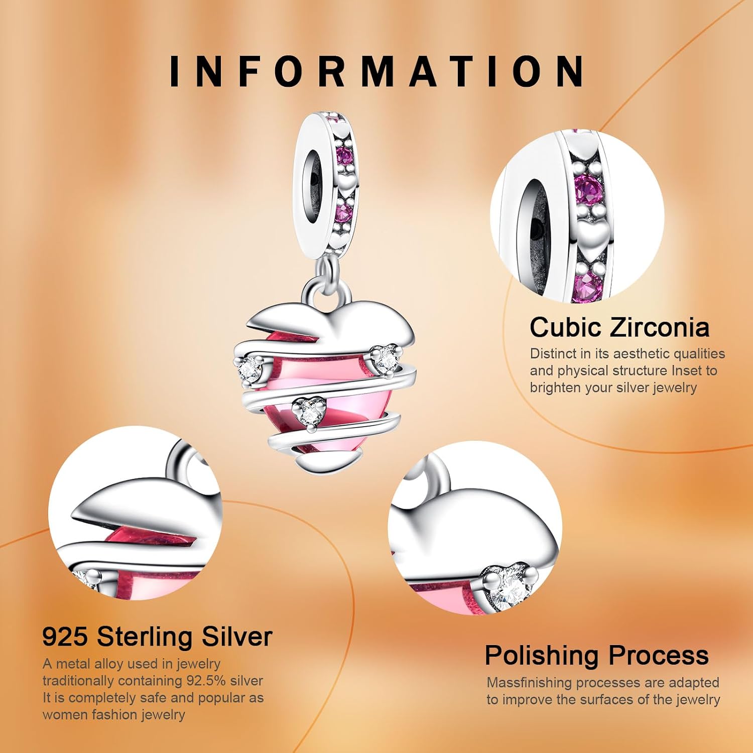 Detalle de Charm in argento sterling 925 Rimgoris con design cranio, cuore e rubino: ciondolo per bracciali e collane