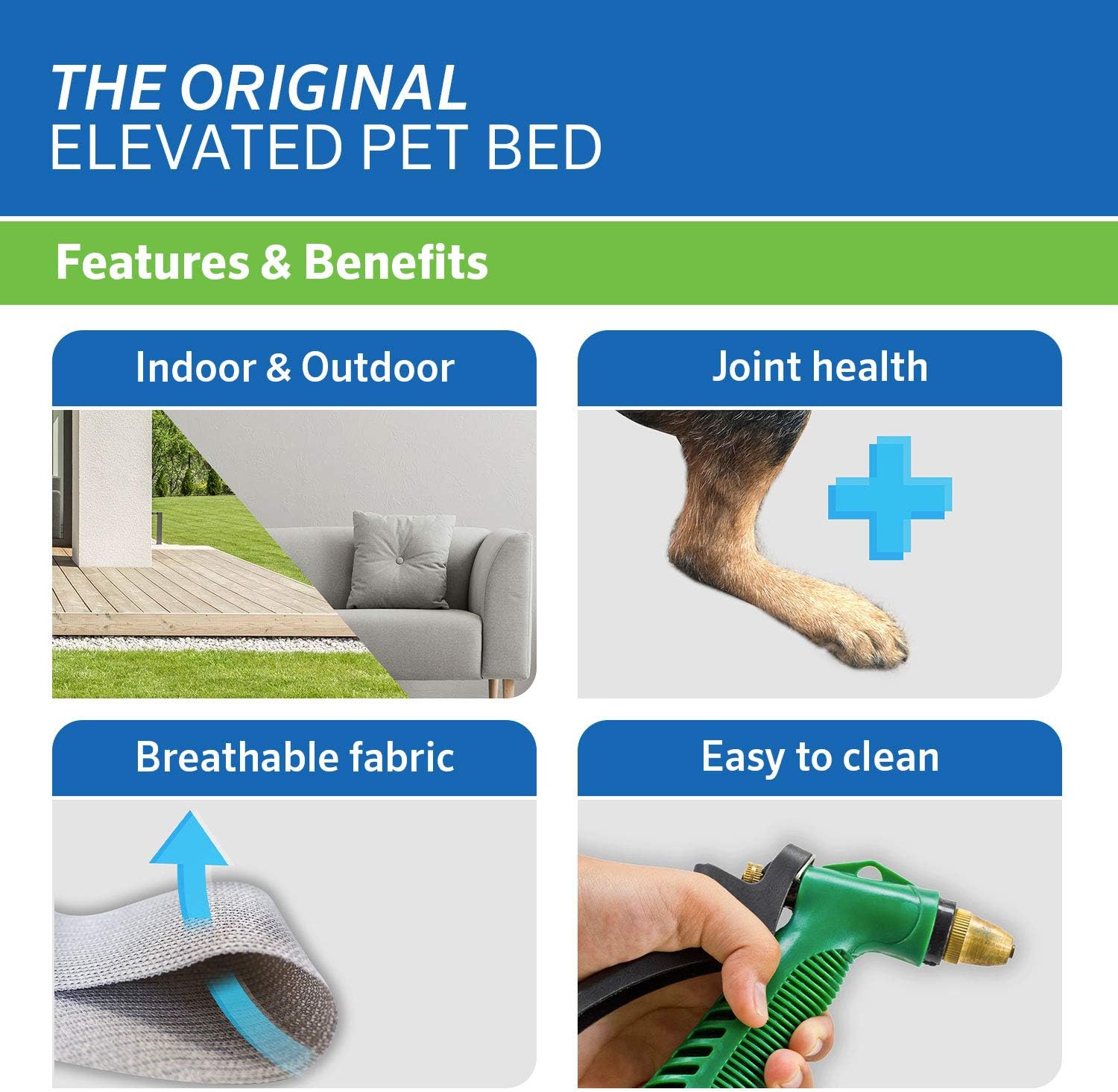 Detalle de Coolaroo Original Elevated Dog Bed - Breathable Cooling Fabric, Off-the-Ground Comfort (Medium)