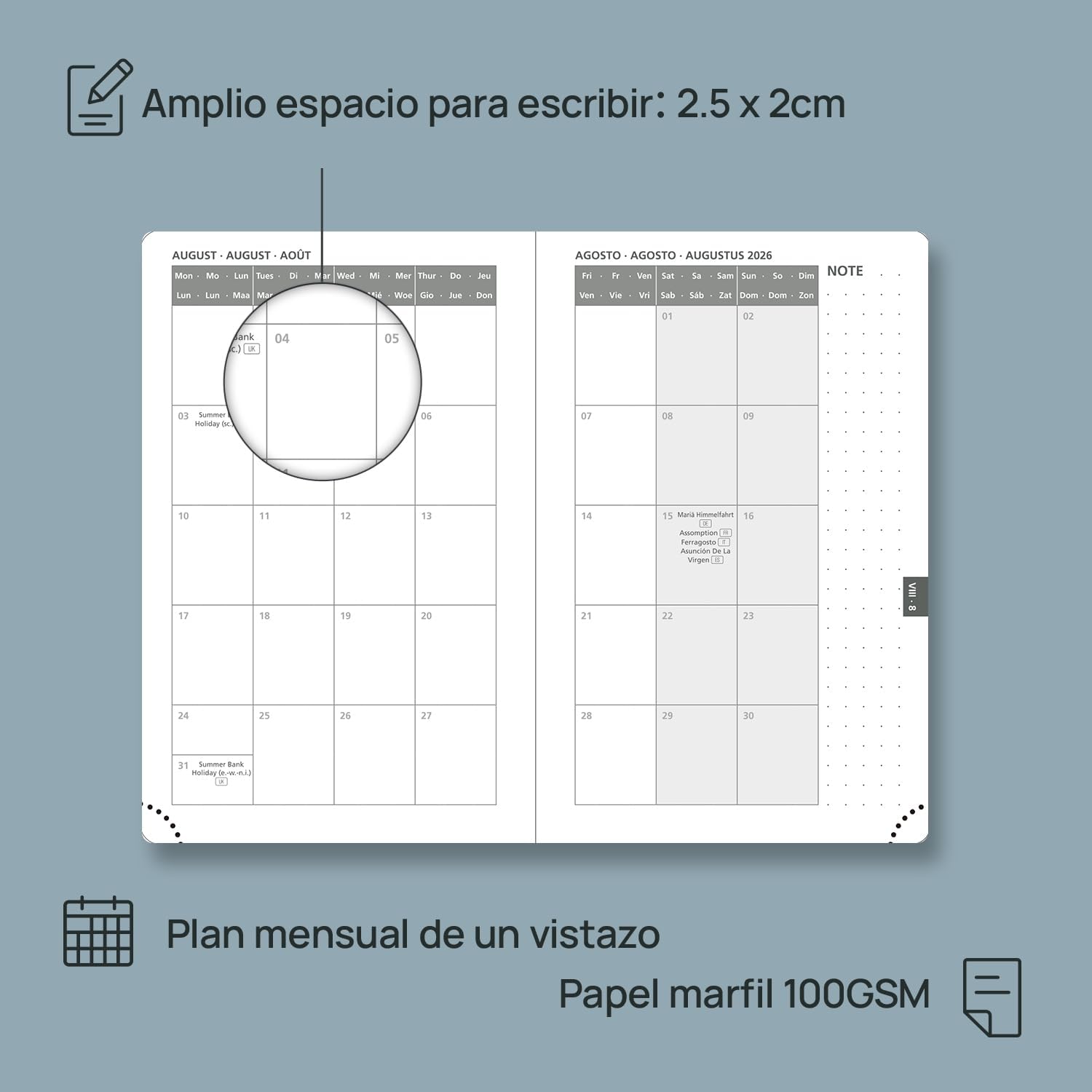 Detalle 2 de POPRUN Agenda 2026 Semana Vista 16 x 10,5 cm