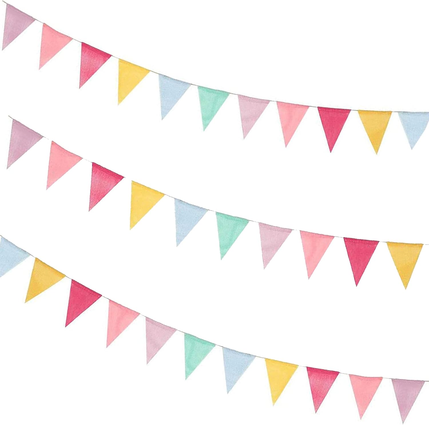 Wimpelkette Outdoor, 3 Stück – 36 Flaggen Vintage Garden, wetterfest, Regenbogen-Girlande