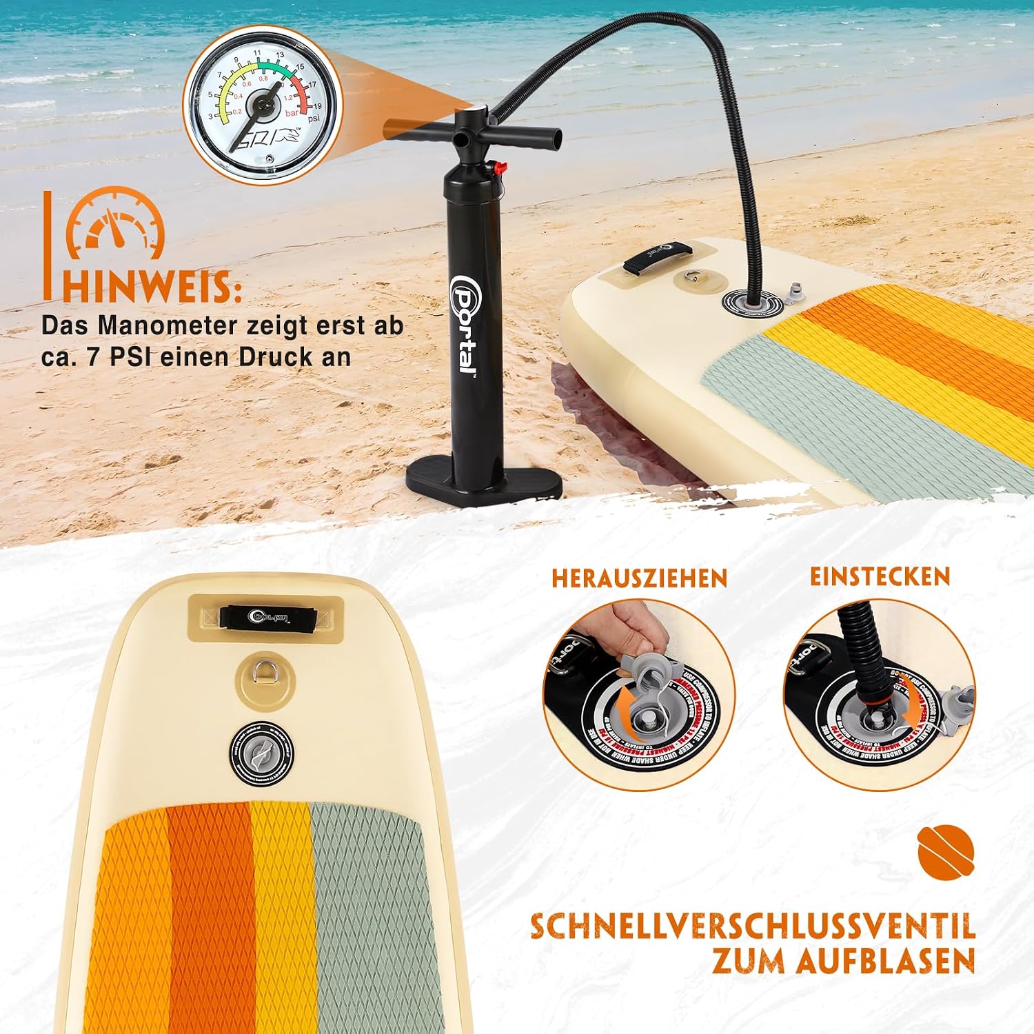 Detalle de Portal Stand Up Paddle Board 10'6 – Aufblasbares SUP-Board mit umfassendem Zubehörpaket