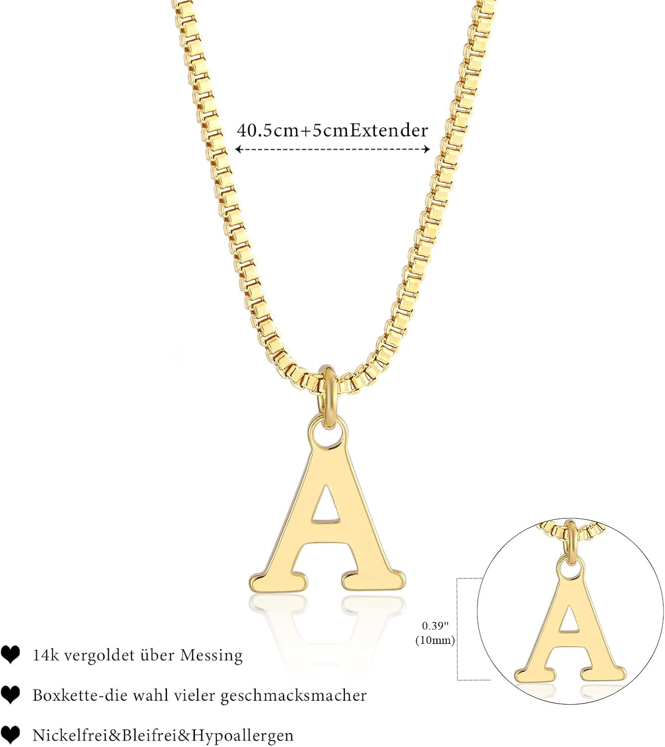 Thumbnail 4 de Esmoly Iniziale Collana Donna Oro 14K Choker con Lettera A–Z, 16+2 Pollici – Regalo per Compleanno