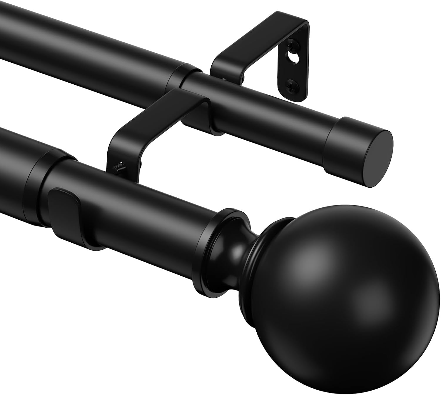 Detalle de PeSenp Double Curtain Rod, 1-Inch Front Rod, Black Metal