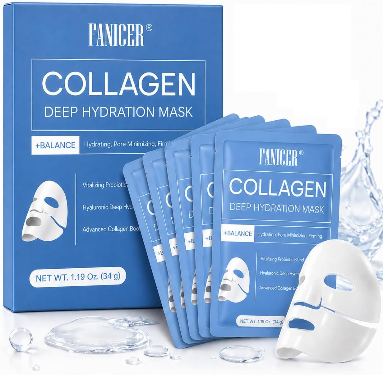 Detalle de 5 Pièces Masque au Collagène — Hydratation durable et éclat du teint