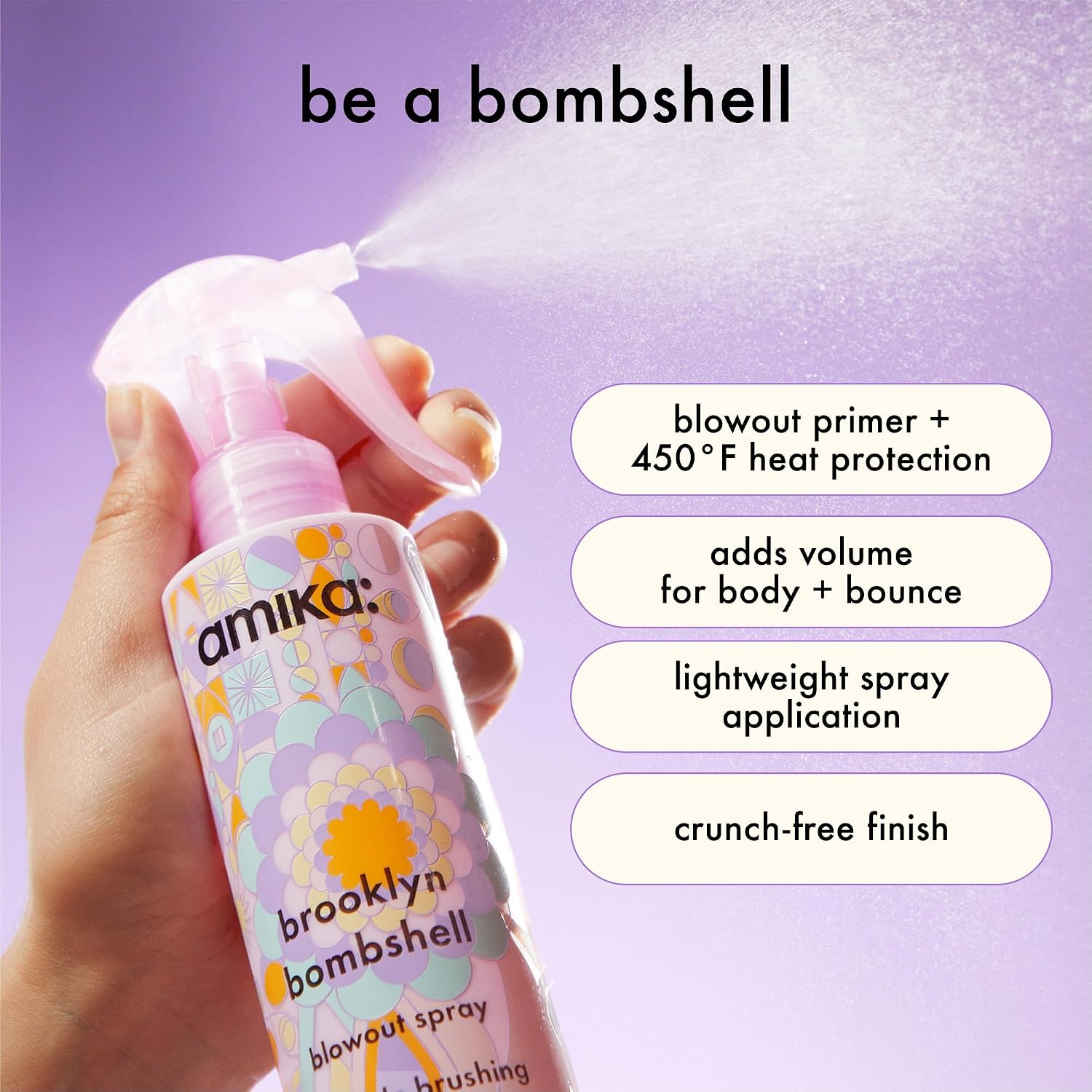 Detalle de amika AM50.13658 Brooklyn Bombshell Blowout Spray, 200 ml Heat-Protection Mist