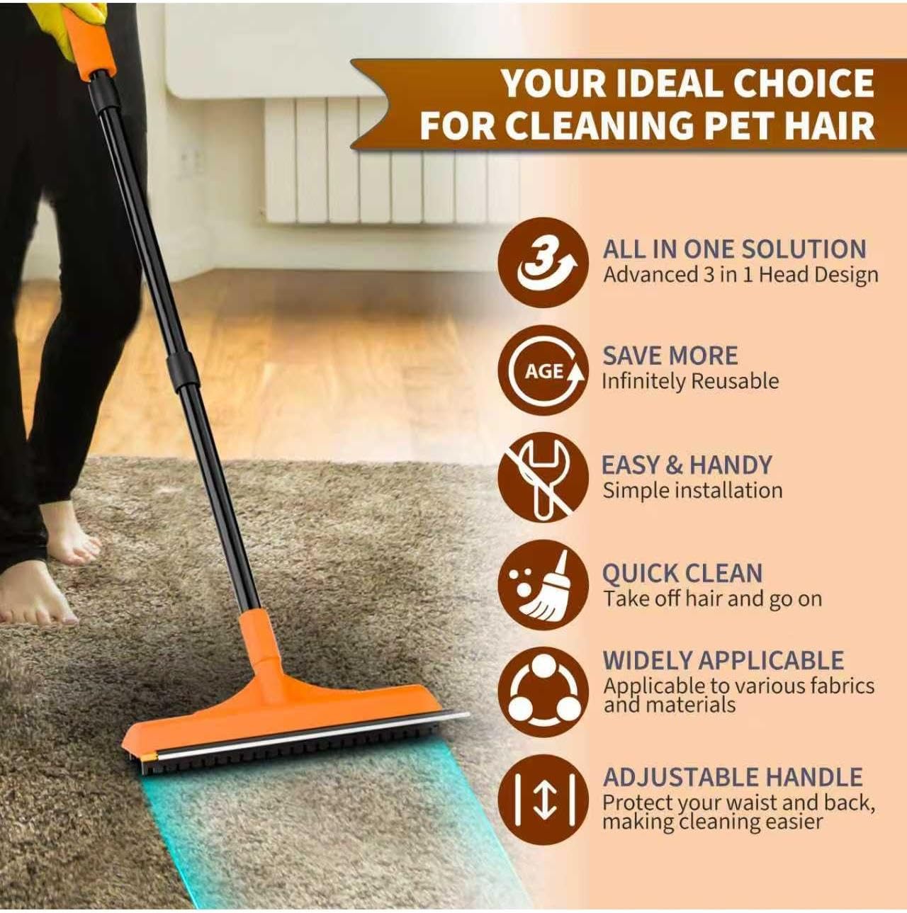 Thumbnail 5 de leishiyen 58in Carpet Rake for Pet Hair 🐾