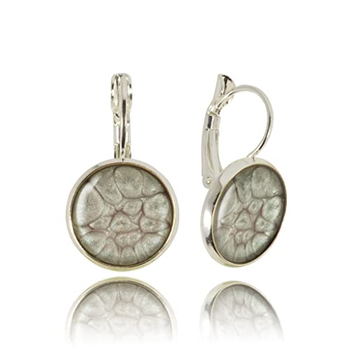 Detalle de Pendientes de Gota Elegantes – Dragon Porter (Estilo 31) en Gris Plata, Pequeños y Livianos
