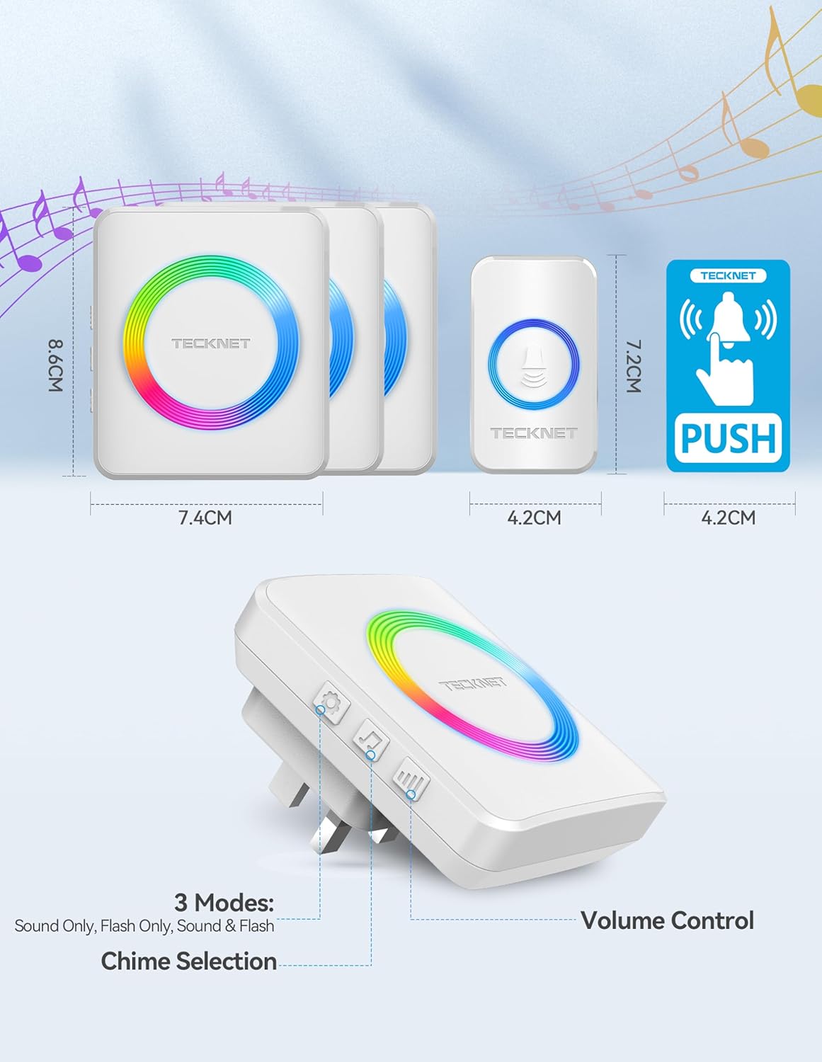 Thumbnail 5 de TECKNET Wireless Doorbell 3‑receiver 400m range 🔔