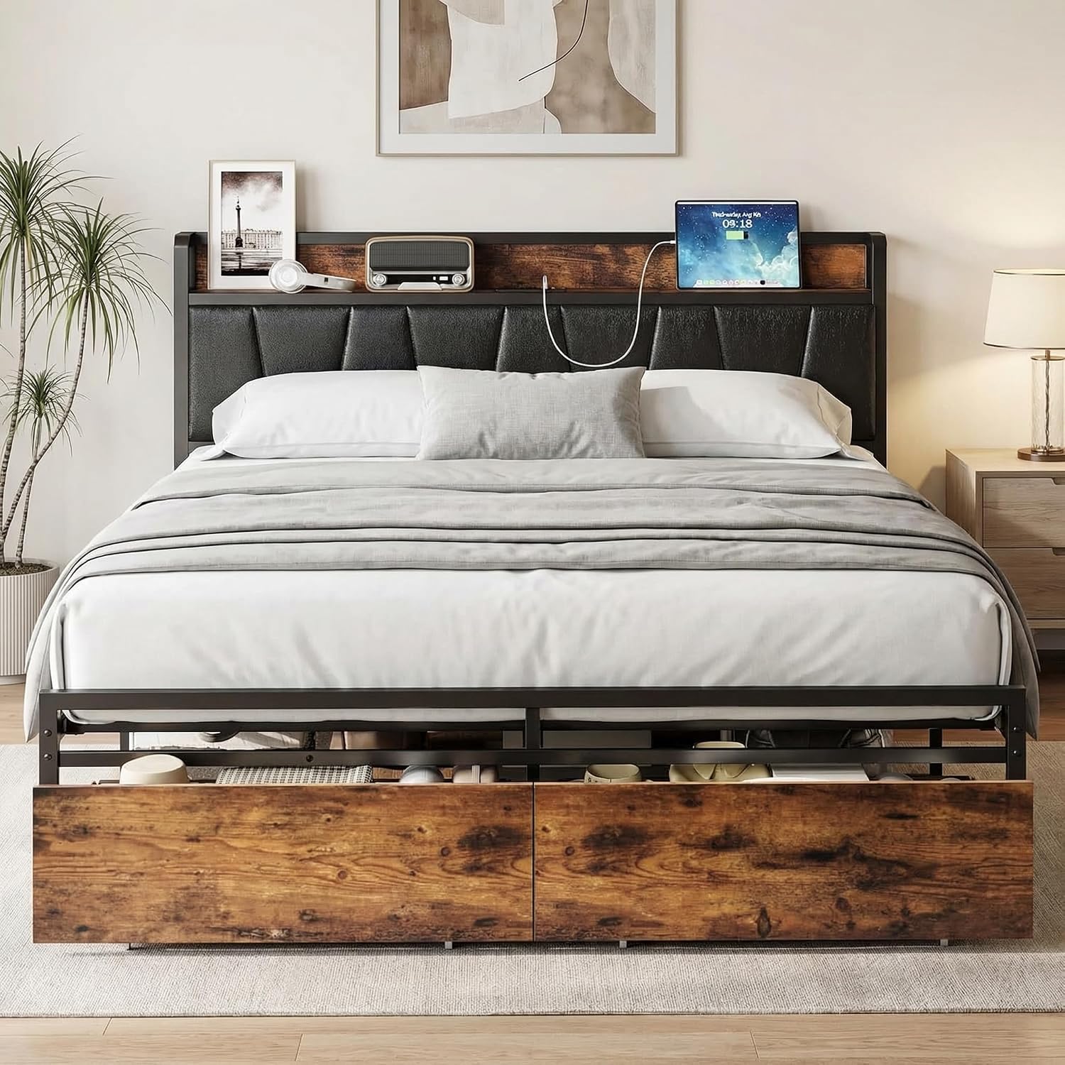 Detalle de LIKIMIO Full Size Bed Frame