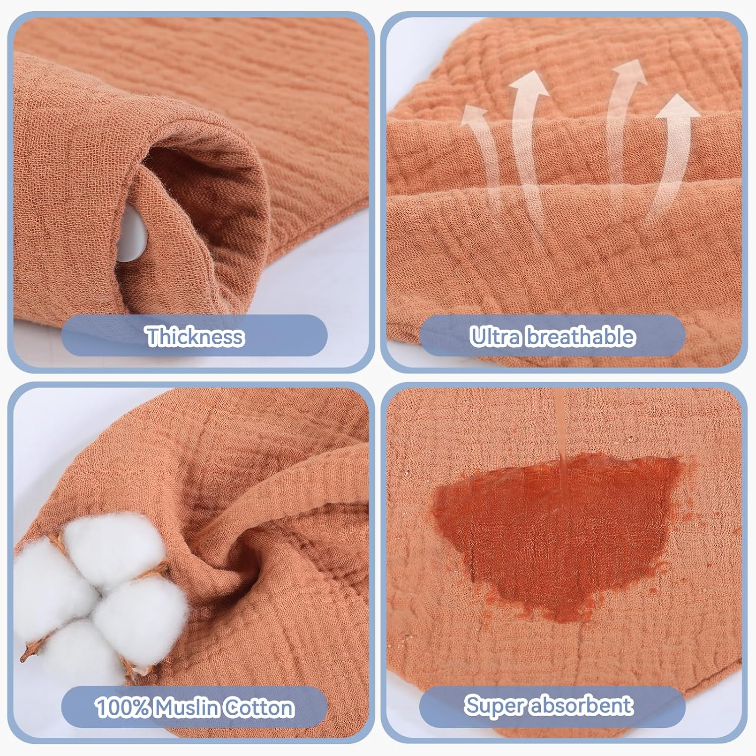 Thumbnail 6 de Yoofoss Muslin Baby Bibs 10-Pack cotton dribble bandanas