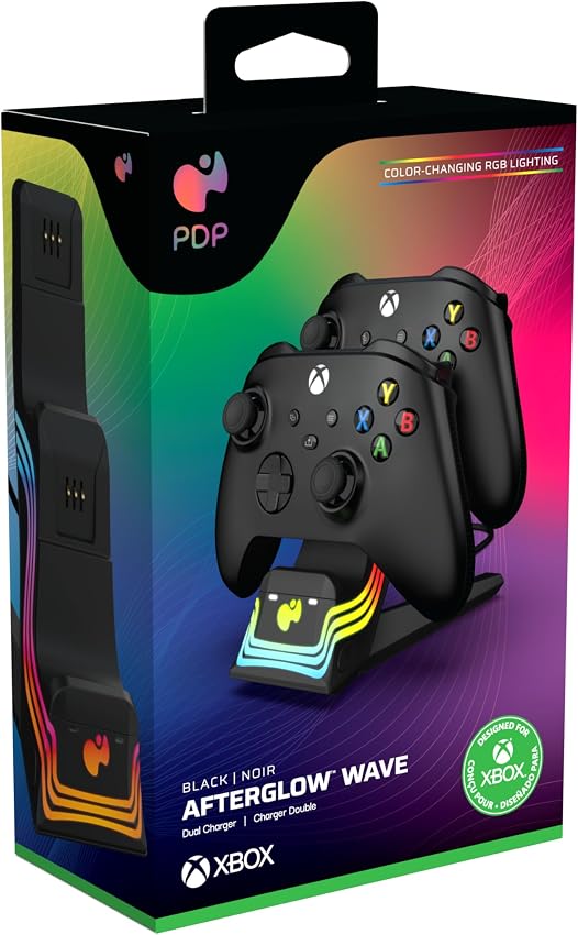 Detalle de PDP Afterglow Wave Dual Charger Black para Xbox