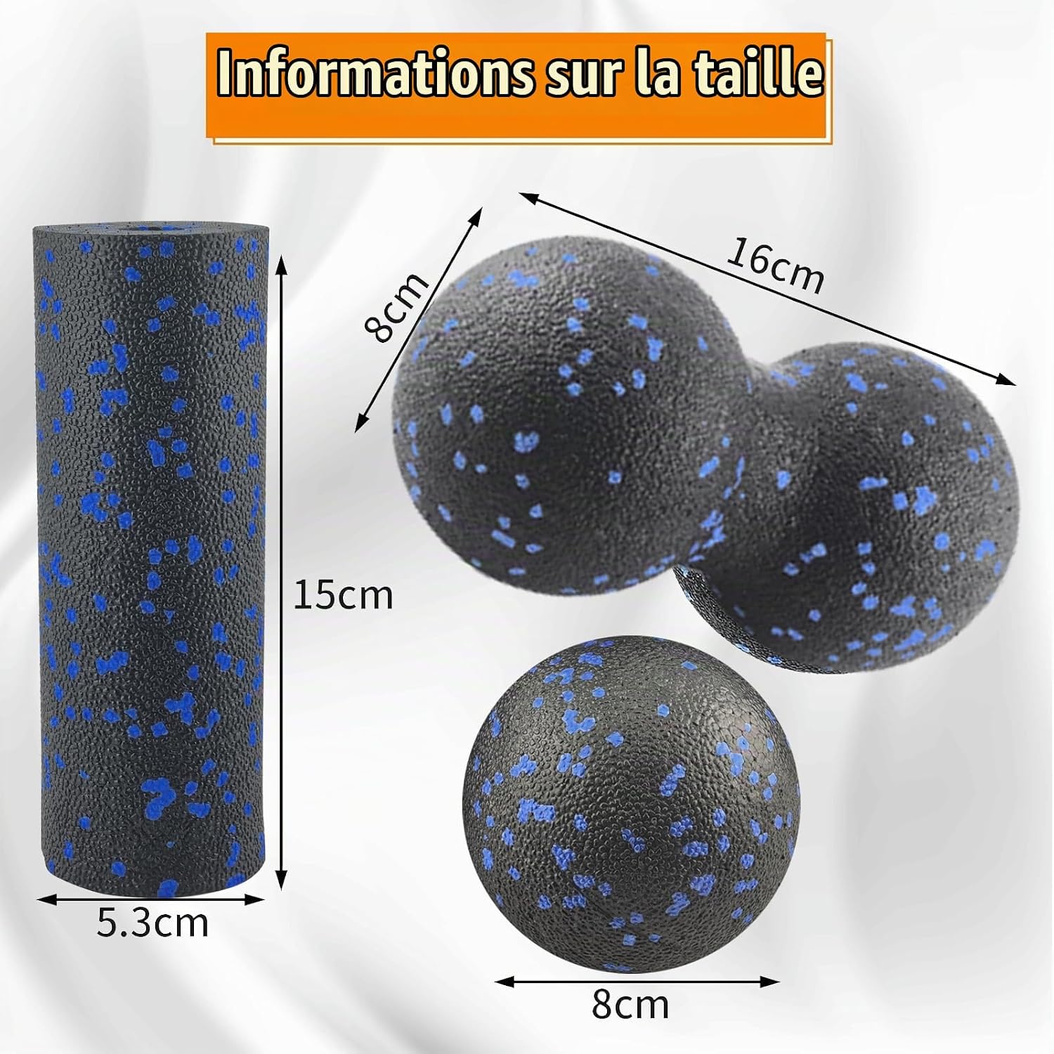 Detalle 2 de LINLINOI set met 3 massageballen en fasciarol van EPP-schuim