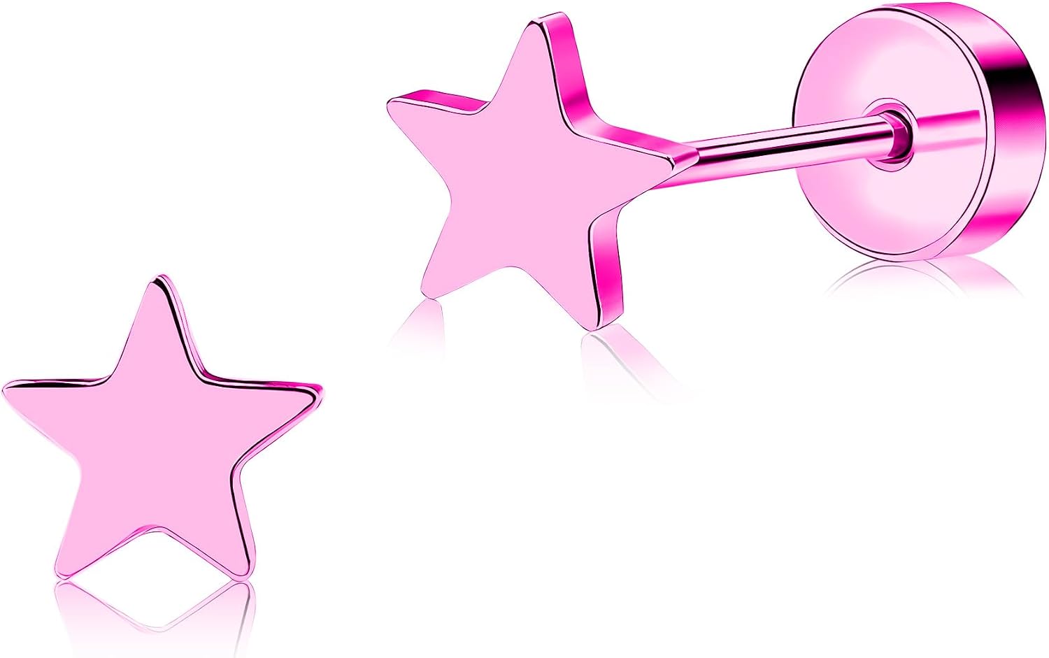 Detalle de ZDE Titan Damen Ohrstecker Herz flach zurück (G23), nickelfrei, hypoallergen – 5 mm