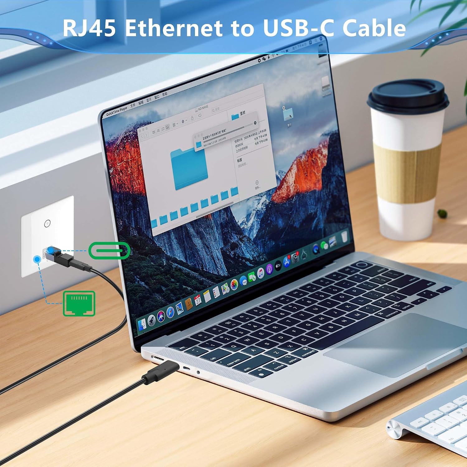Detalle de CERRXIAN USB-C to Ethernet Adapter (Gigabit 1Gbps) – RJ45 Male to USB-C Female, Portable LAN for Travel & Office