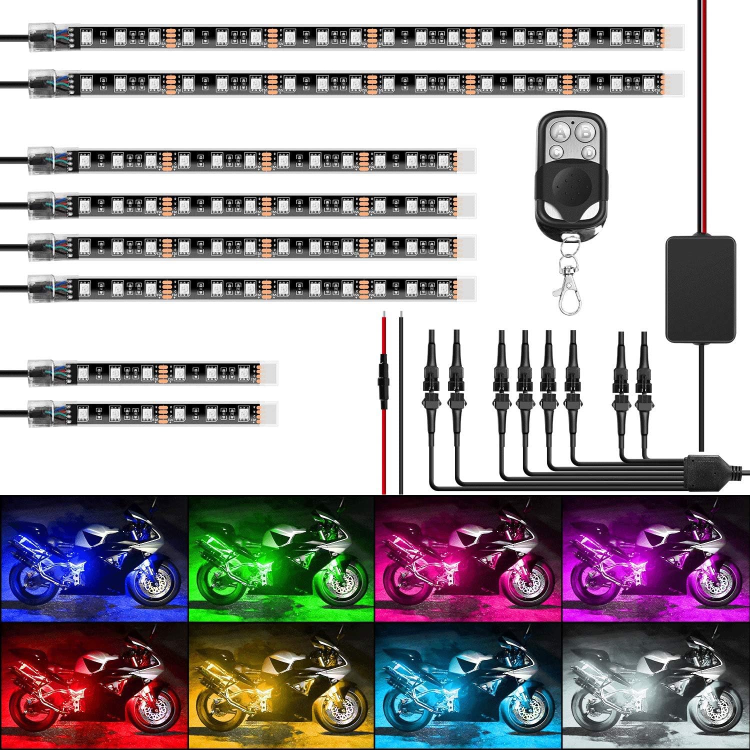 Detalle 2 de Nilight TL-42 Motorcycle RGB LED Light Kit 8PCS
