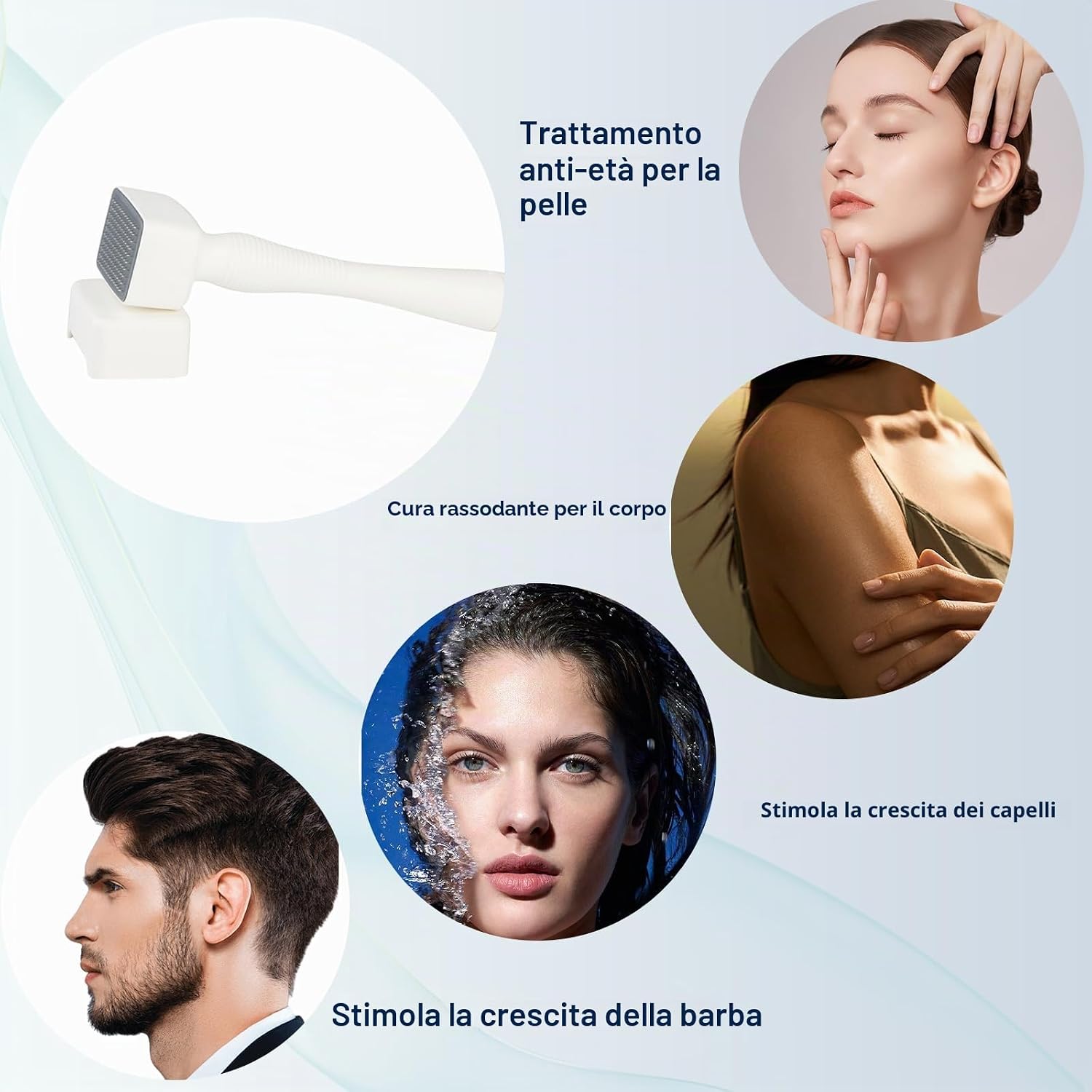 Detalle de Timbro Dermastamp Derma Stamp Regolabile 0-3 mm Professionale con 140 aghi in Titanio – Uso Viso, Capelli, Barba e Corpo
