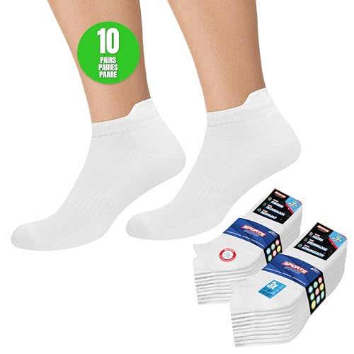 Detalle de SOXCO Chaussettes de sport basses, 10 paires, blanc, pointure 47-50