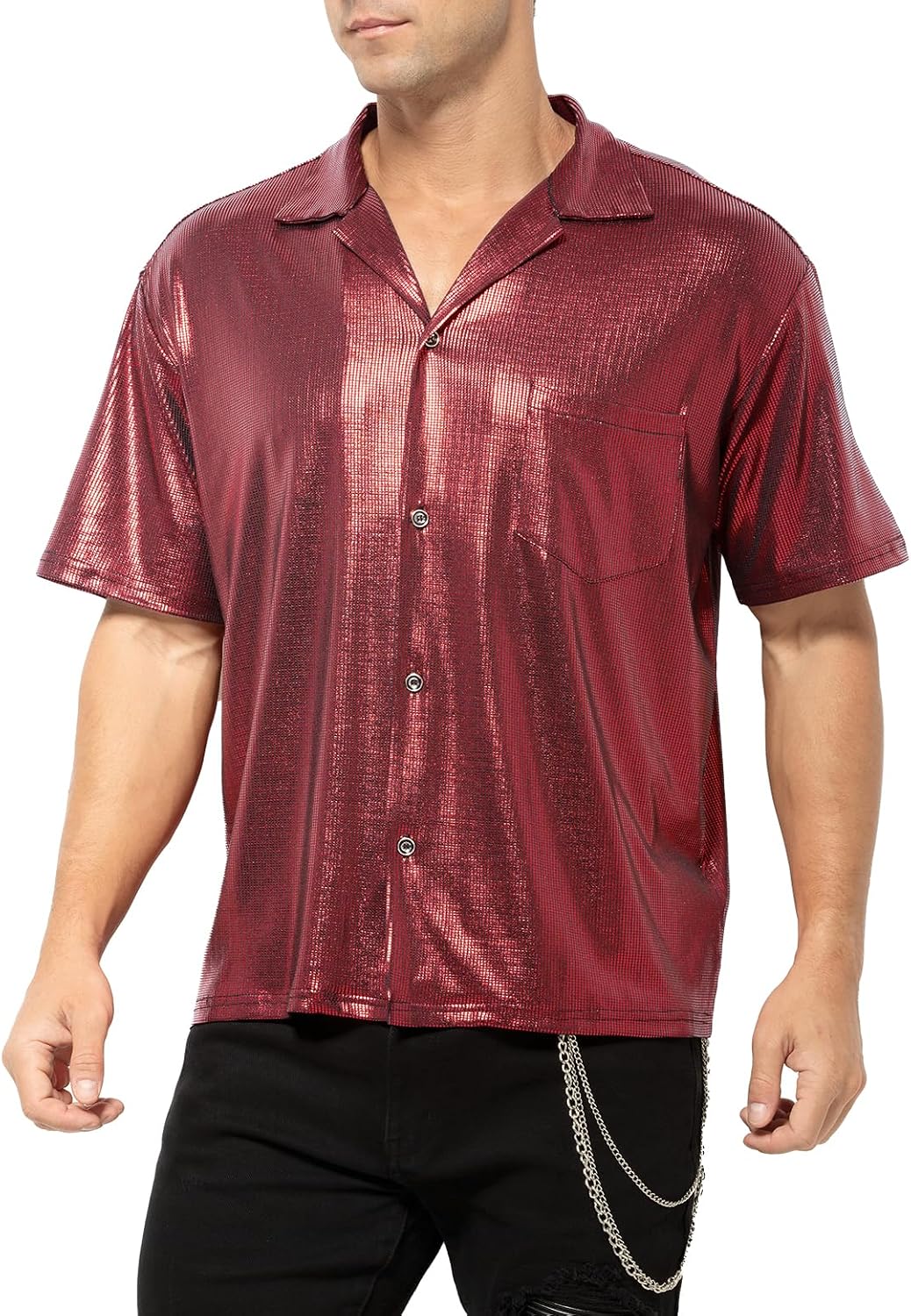 Detalle de Casey Kevin Metallic Short Sleeve Disco Shirt