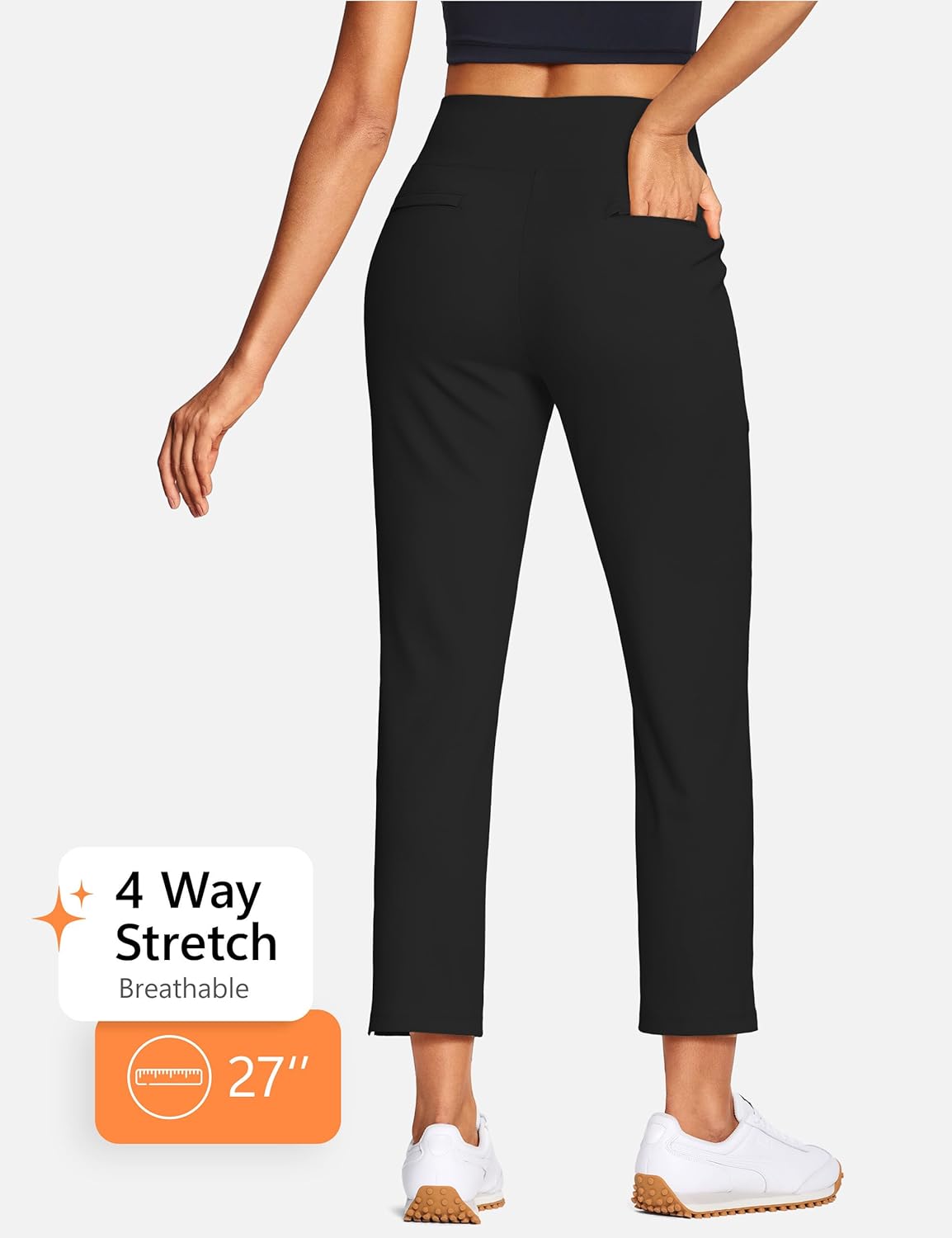 Detalle de ISEEGZ Capri Pants for Women – High-Waist Stretch Capris with Pockets (15"/18"/21"/27") for Golf, Work, and Casual Summer