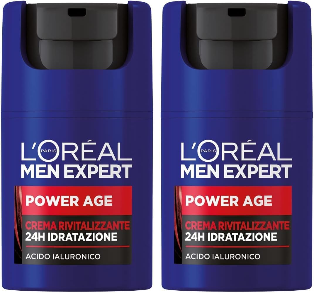 Detalle de L'Oréal Paris Men Expert Crema Rivitalizzante Power Age 50 ml: idratazione 24H con Acido Ialuronico e Pro-Retinolo