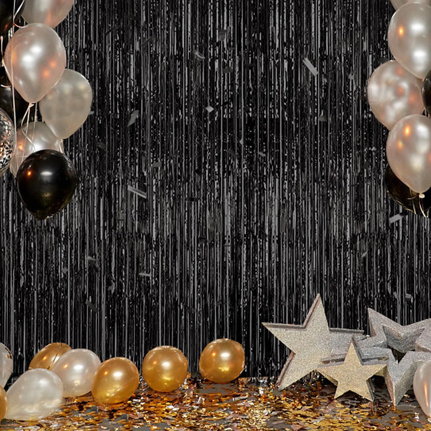 Detalle 2 de DECOCKRAT Foil Fringe Backdrop 3 Pack, 3.3x8.2 FT