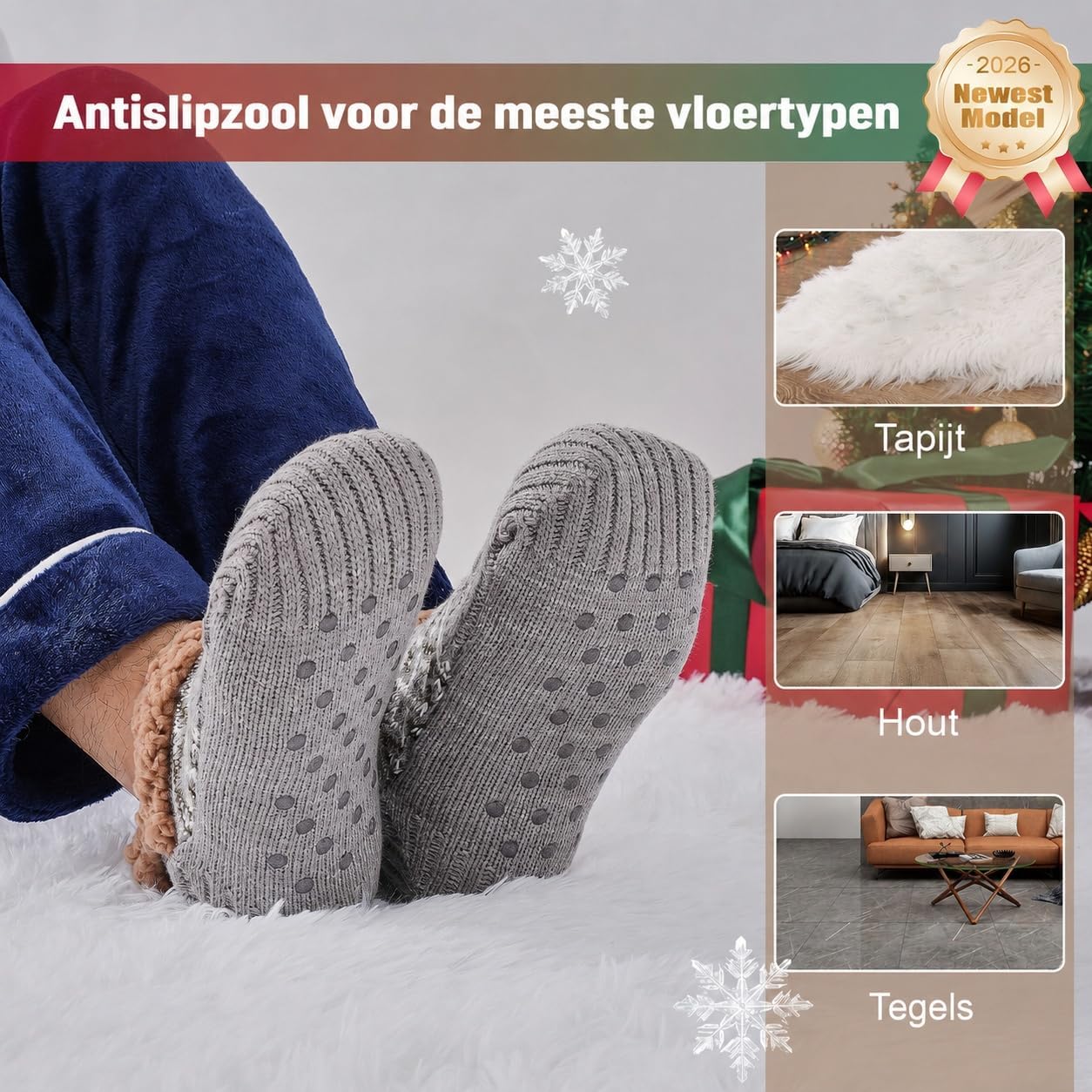 Thumbnail 5 de Niorasen knuffelsokken voor heren, maat 39-46, dik en antislip