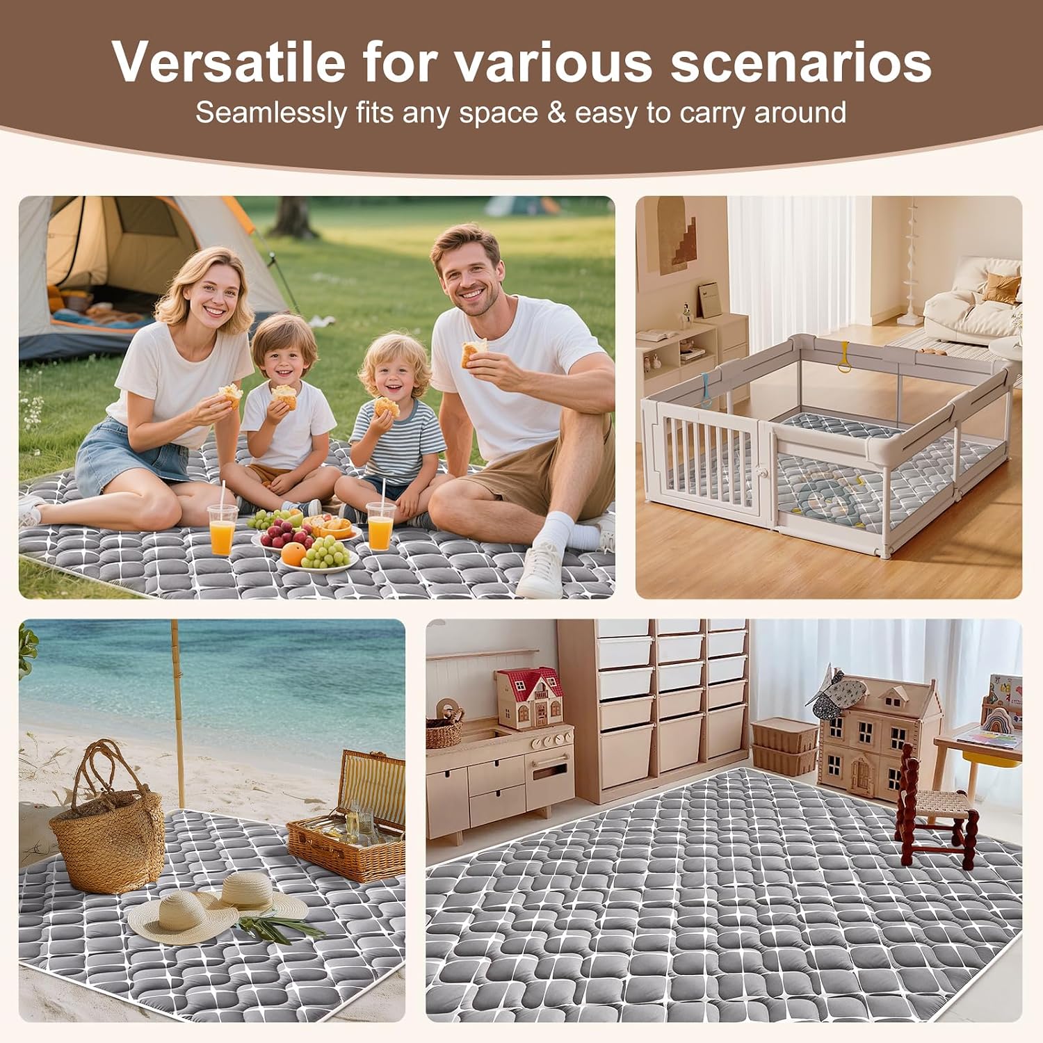 Thumbnail 5 de Vibe bear 71" x 59" Foldable Baby Play Mat, Thick Foam, Machine Washable
