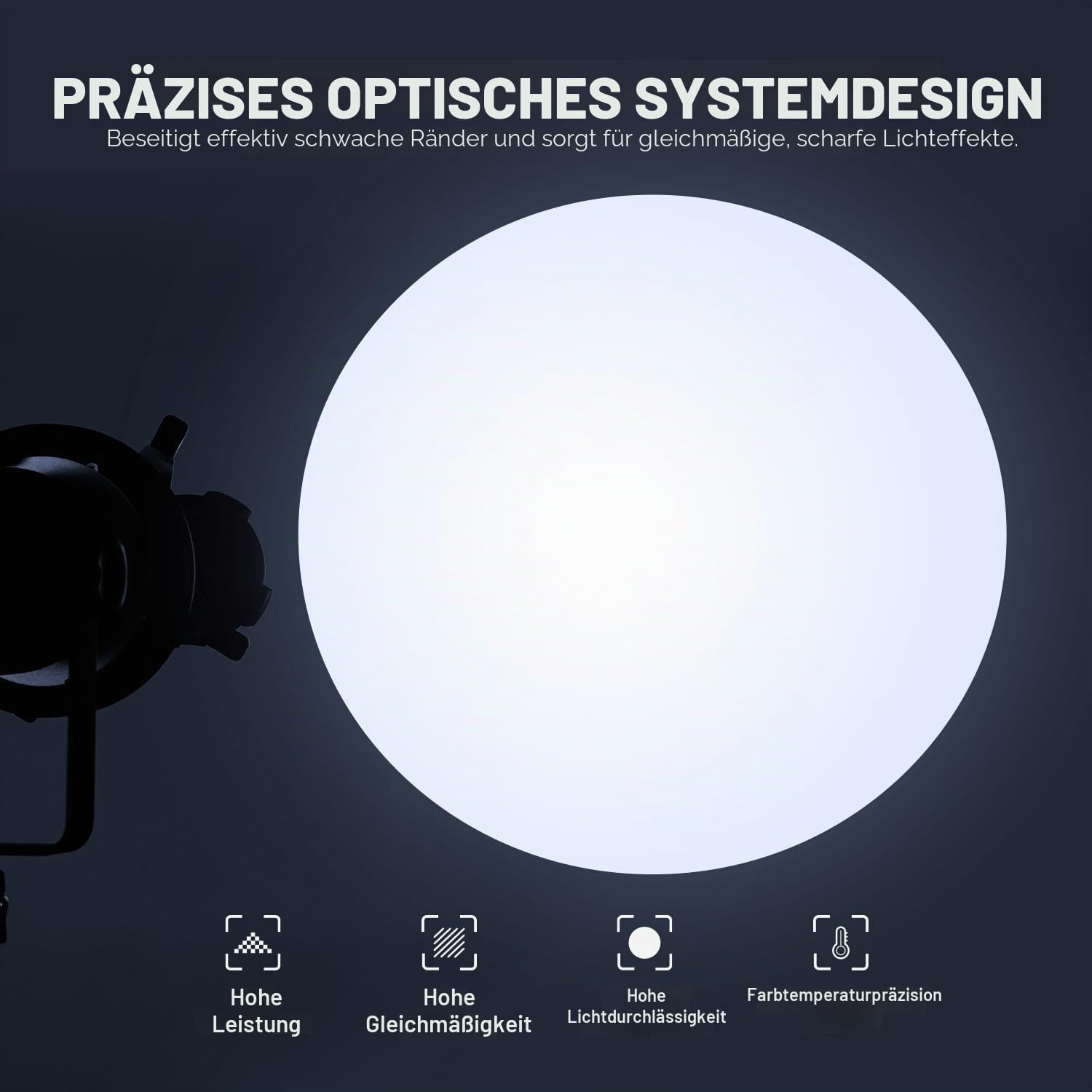 Detalle de NEEWER Spotlight Snoot LS-39 mit 20° Projektionsobjektiv, einstellbarem Fokus & 16 Metallgobos