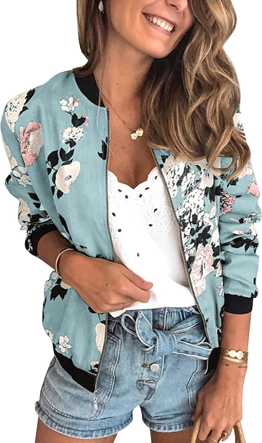 Thumbnail 6 de ECOWISH Damen Bomberjacke mit Blumenmuster